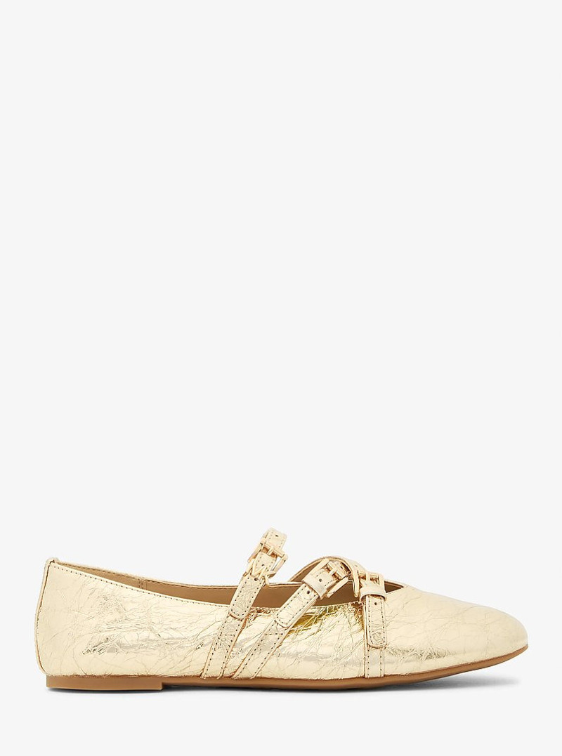 Indy Flex Crackled Metallic Leather Ballet Flat 1