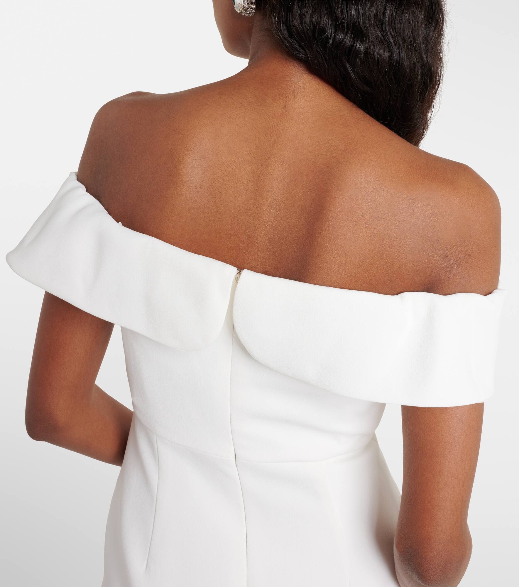 Bow-detail off-shoulder crêpe minidress - 6