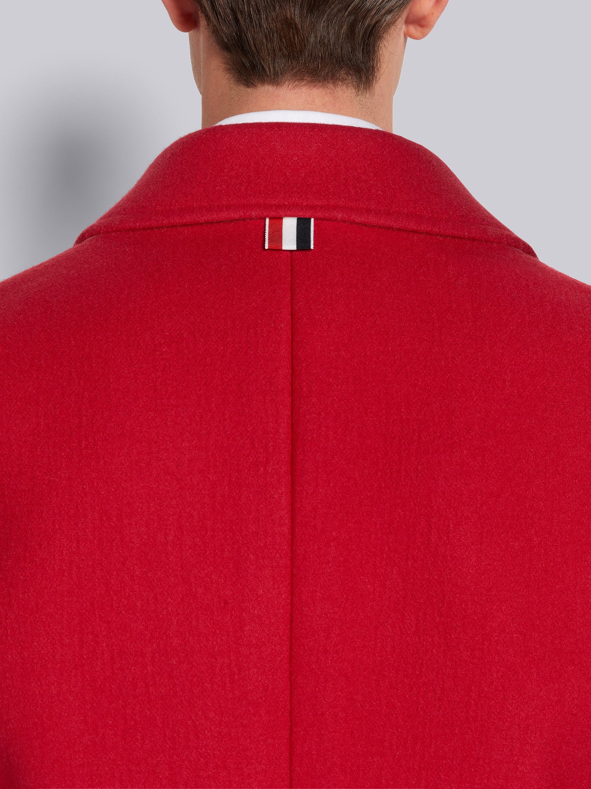 Red Boiled Wool Unconstructed Relaxed Bal Collar Overcoat - 5