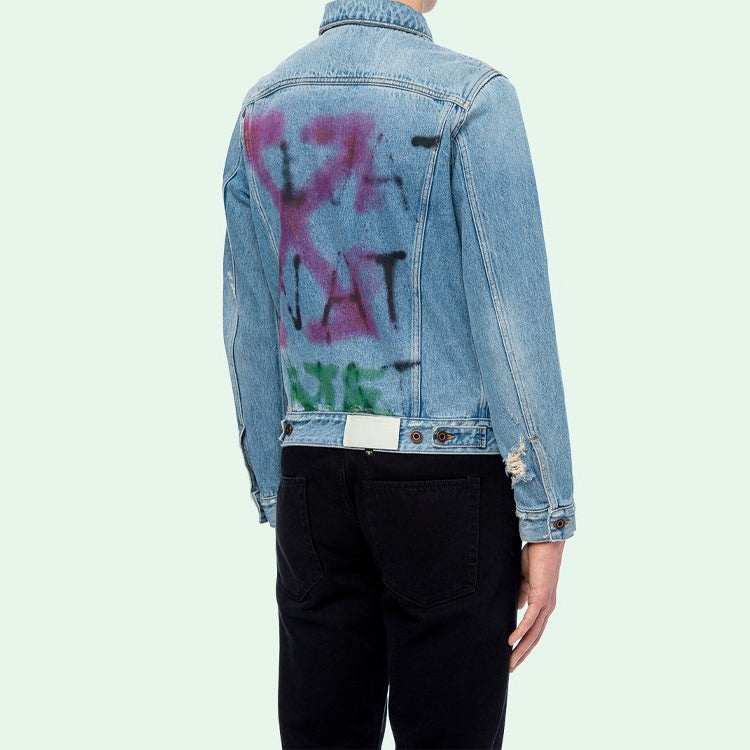 Off White Off White Spray Paint Graffiti Jacket Men Blue OMYE005E193860457128 REVERSIBLE