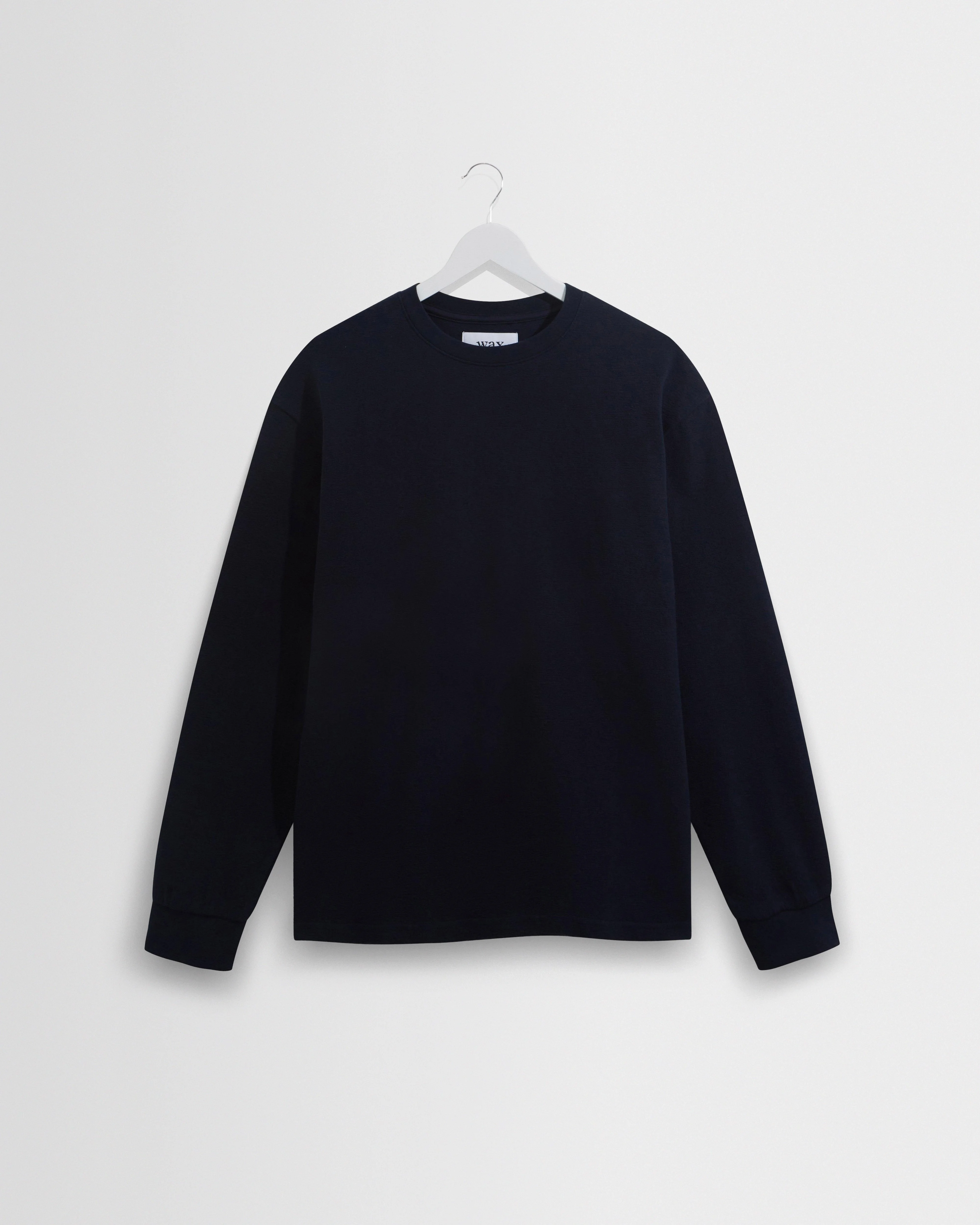 Hayden - Navy Textured Organic Cotton Long Sleeve T-Shirt - 1