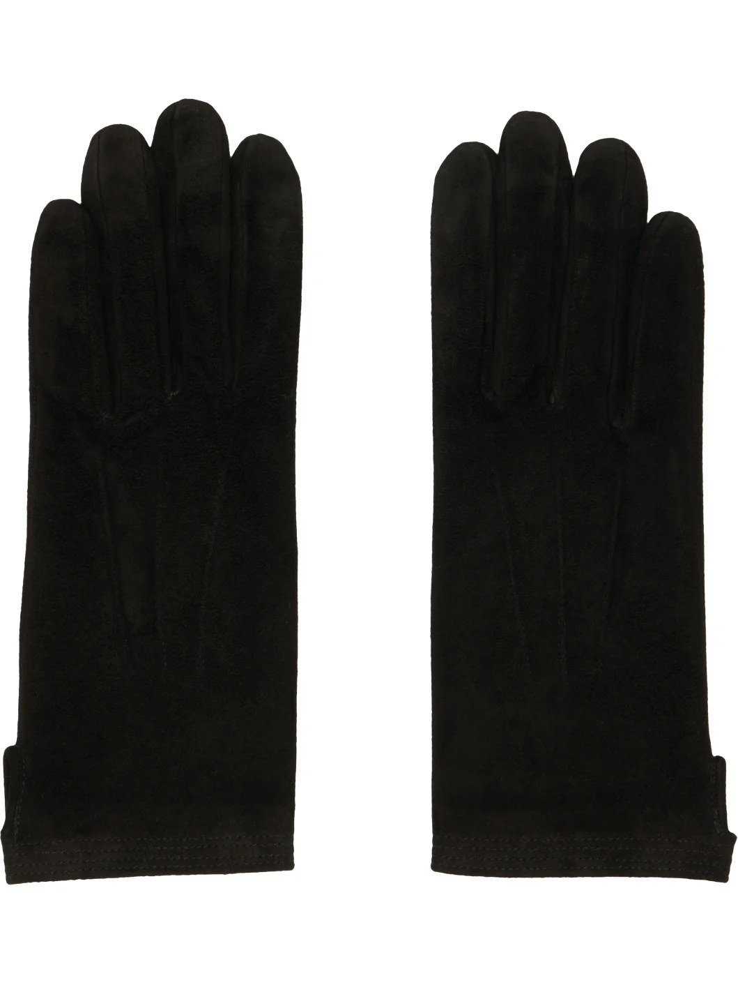 Black Short Leather Suede Gloves - 1