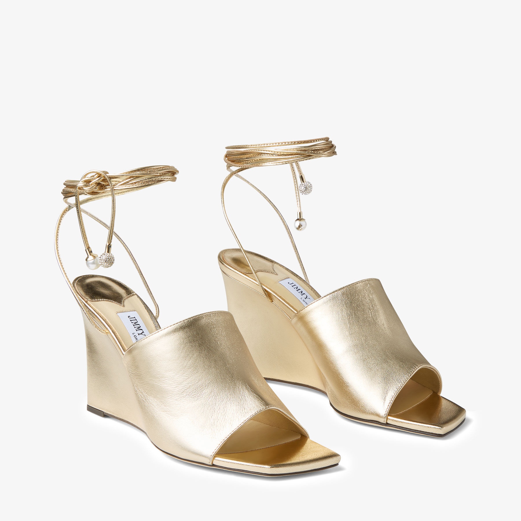 Elyna 85
Gold Metallic Nappa Wedge Sandals - 3