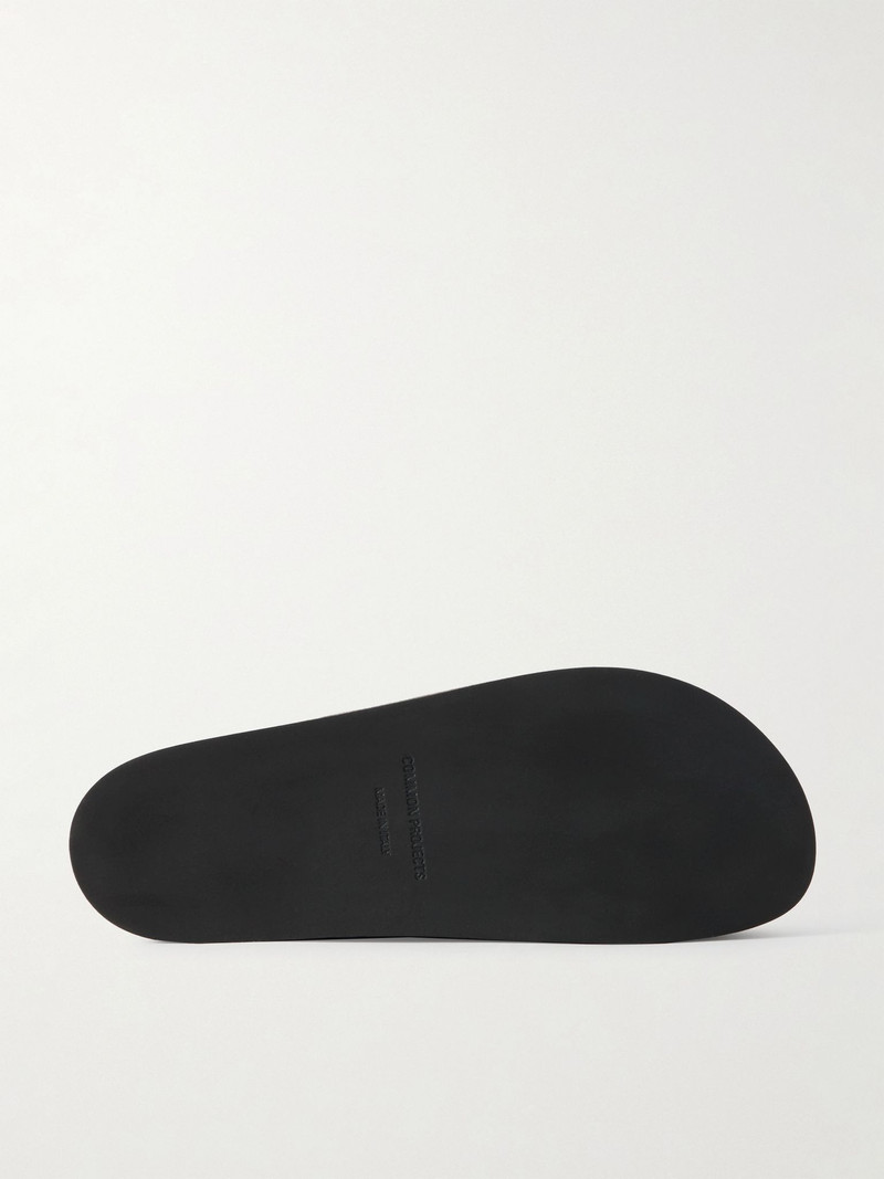 Common Projects Logo-Debossed Suede Clogs Brown outlook