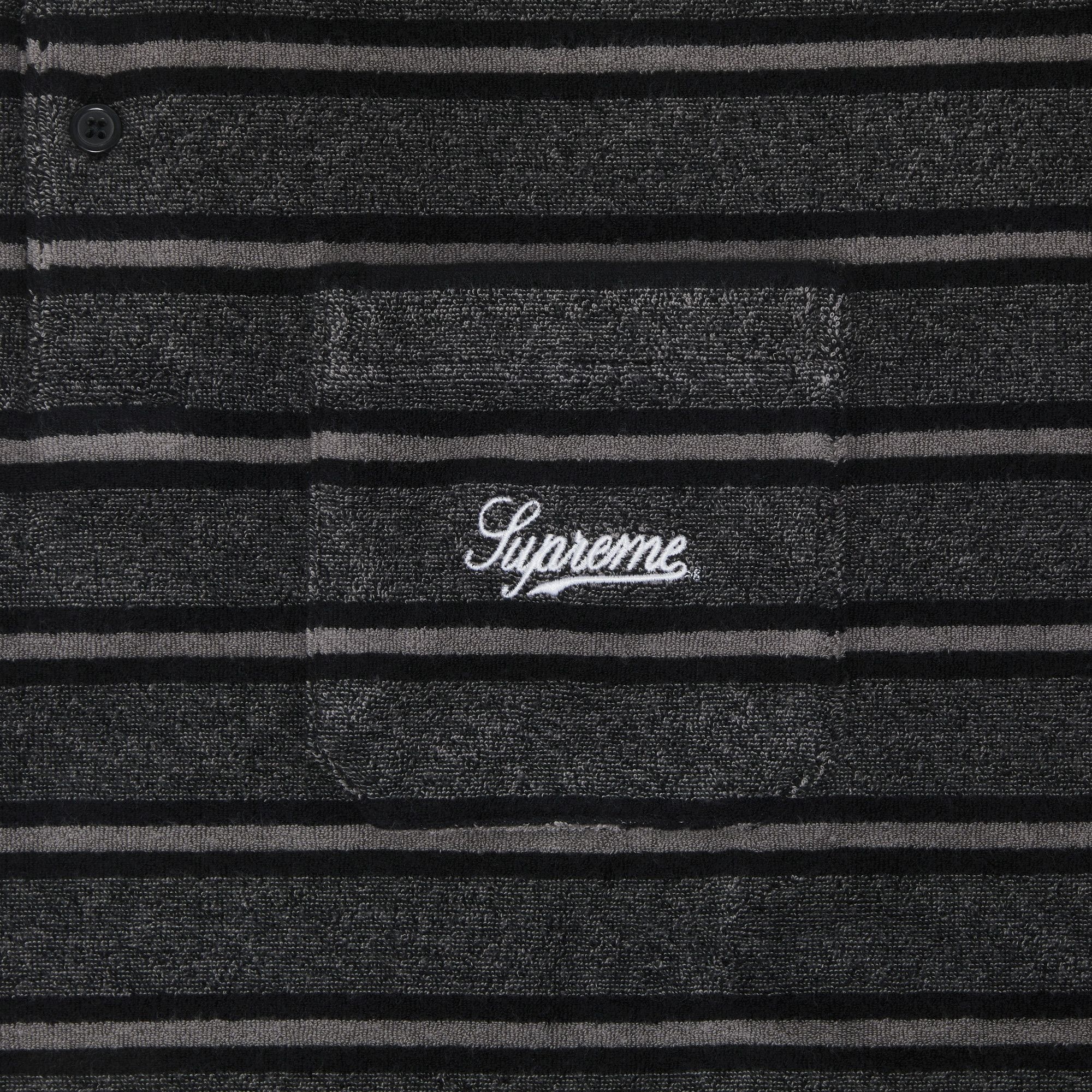Supreme Stripe Terry Short-Sleeve Polo 'Black' - 3