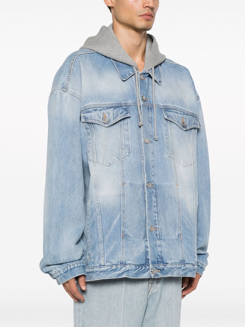 oversized hooded denim jacket - 4