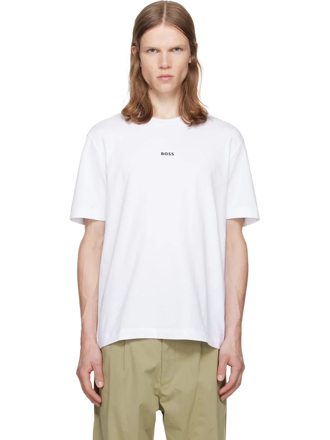 White Stretch-Cotton Contrast Logo T-shirt - 1