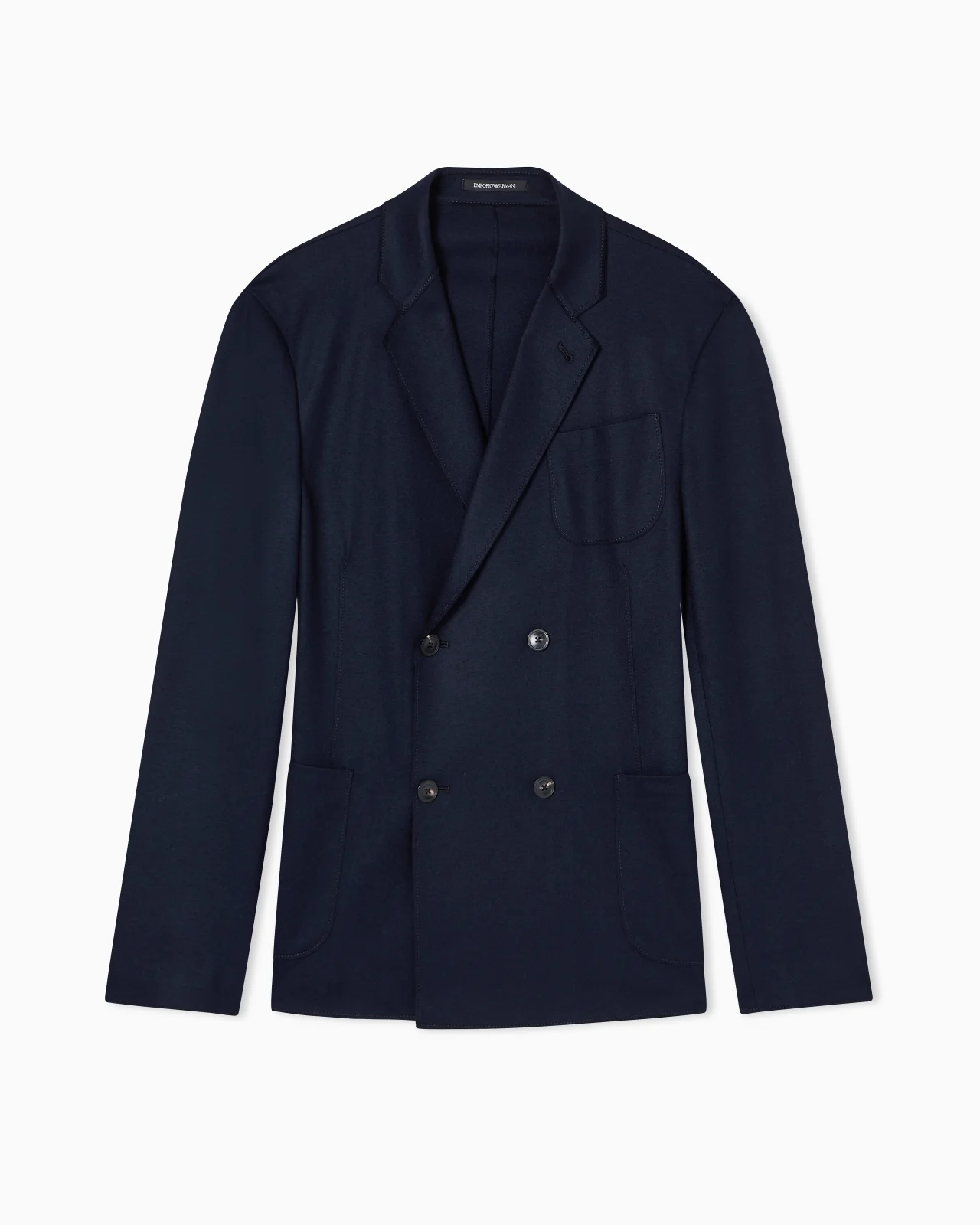 DOUBLE-BREASTED BLAZER IN ULTRA-LIGHTWEIGHT COMPACT WOOL JERSEY - 1