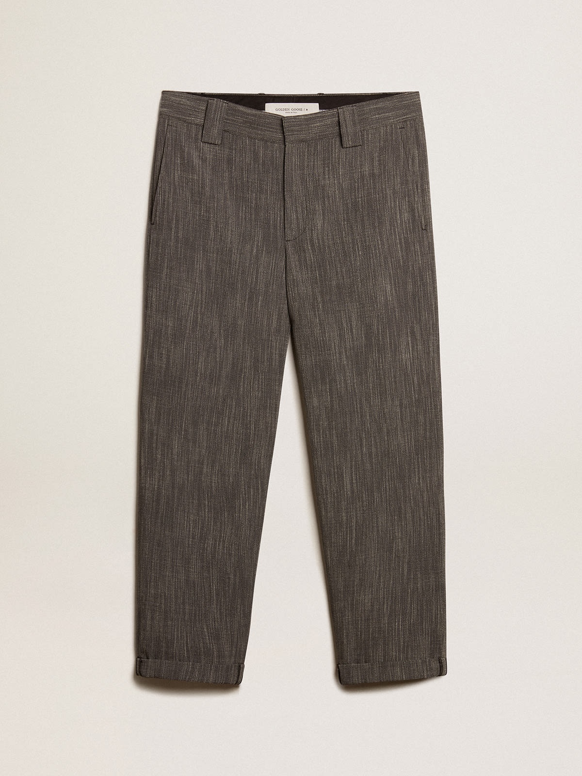 Men's chinos in gray melange wool blend - 1
