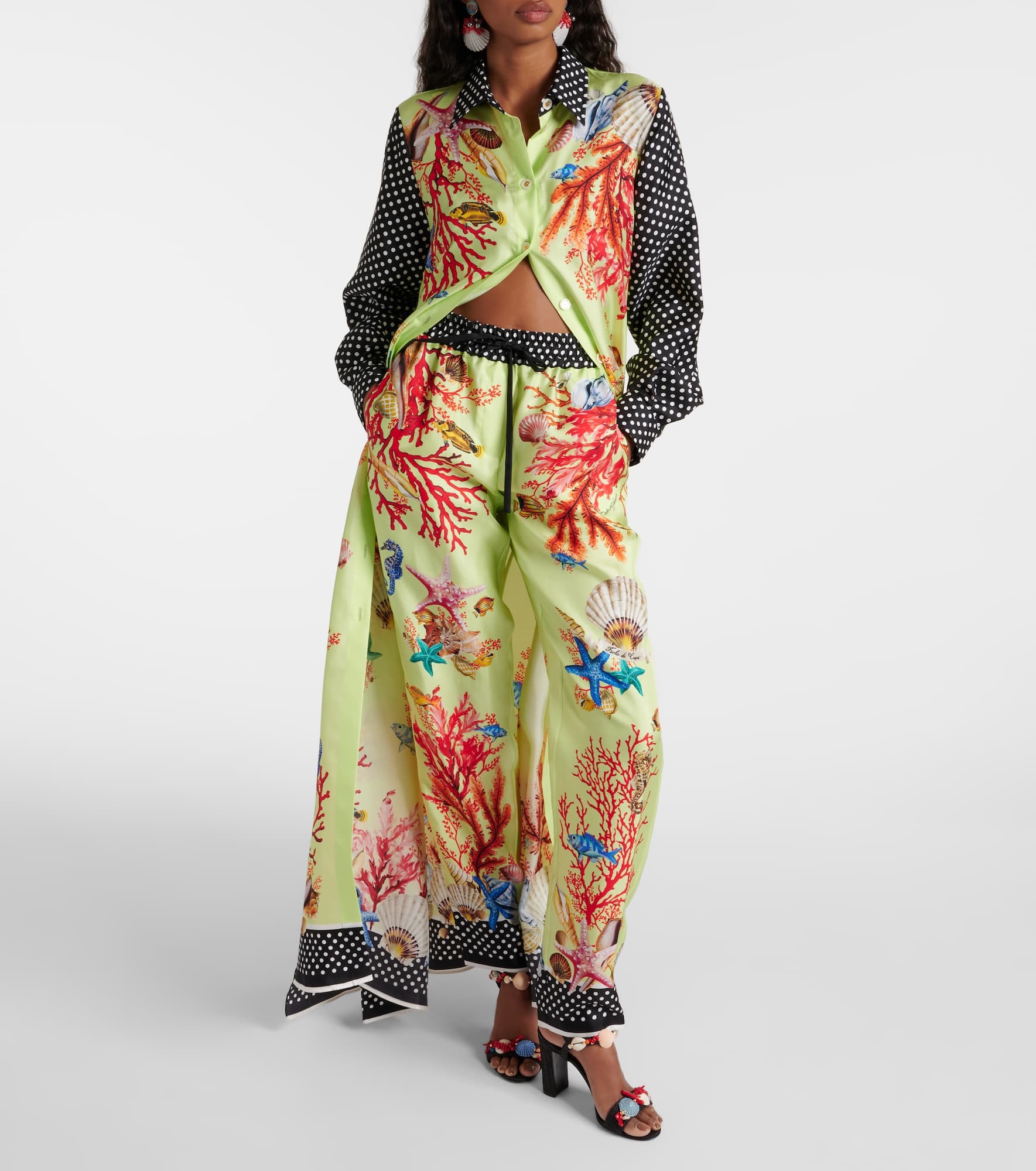 Capri printed silk wide-leg pants - 2