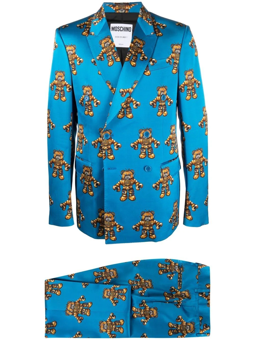 teddy bear-motif peak-lapels single-breasted suit - 1