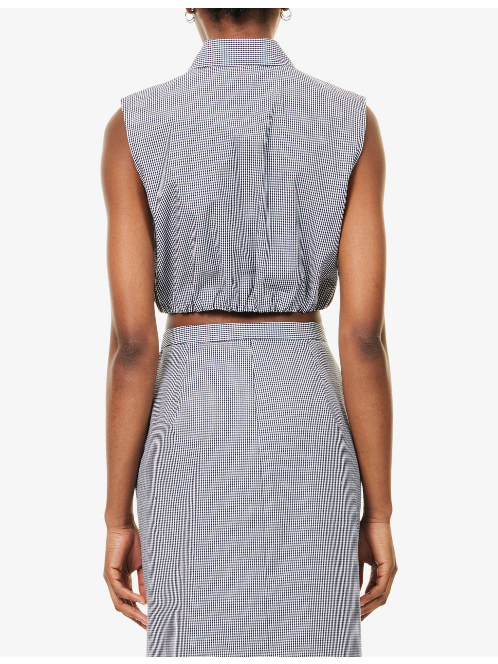 Check-Print Sleeveless Cotton Top - 4