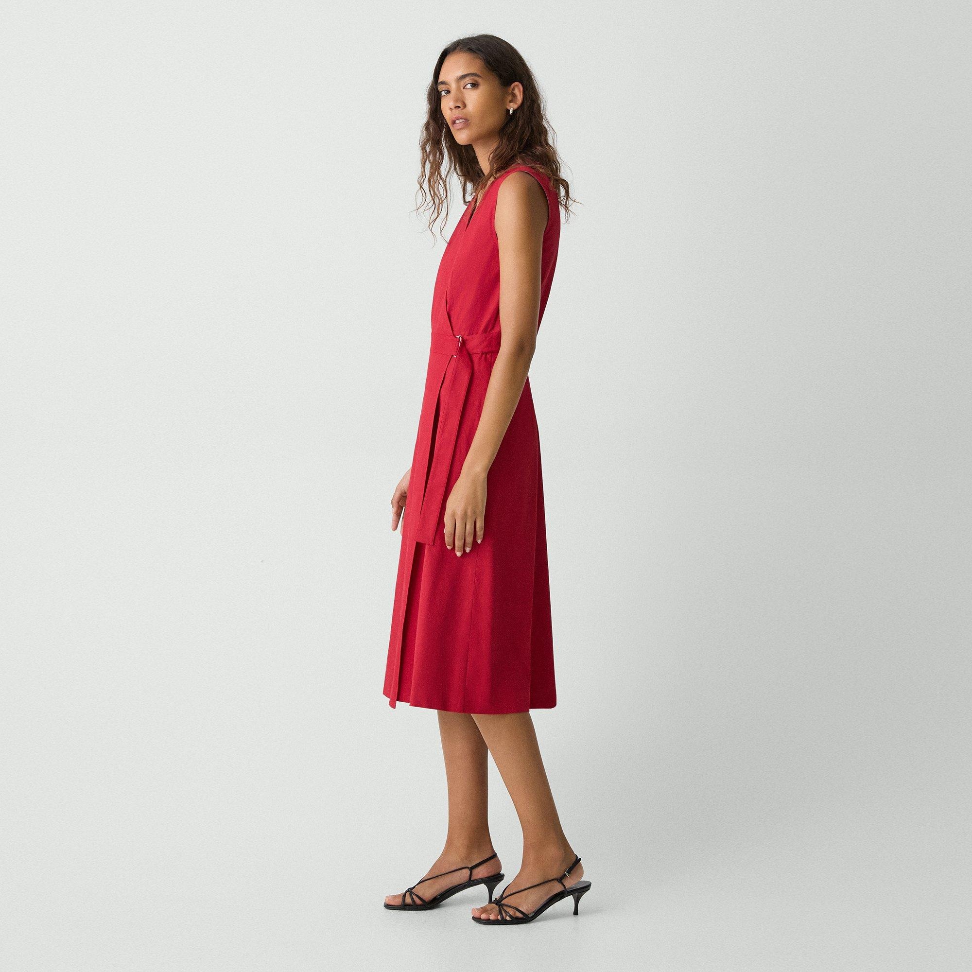 Sleeveless A-Line Wrap Dress in Good Linen - 3