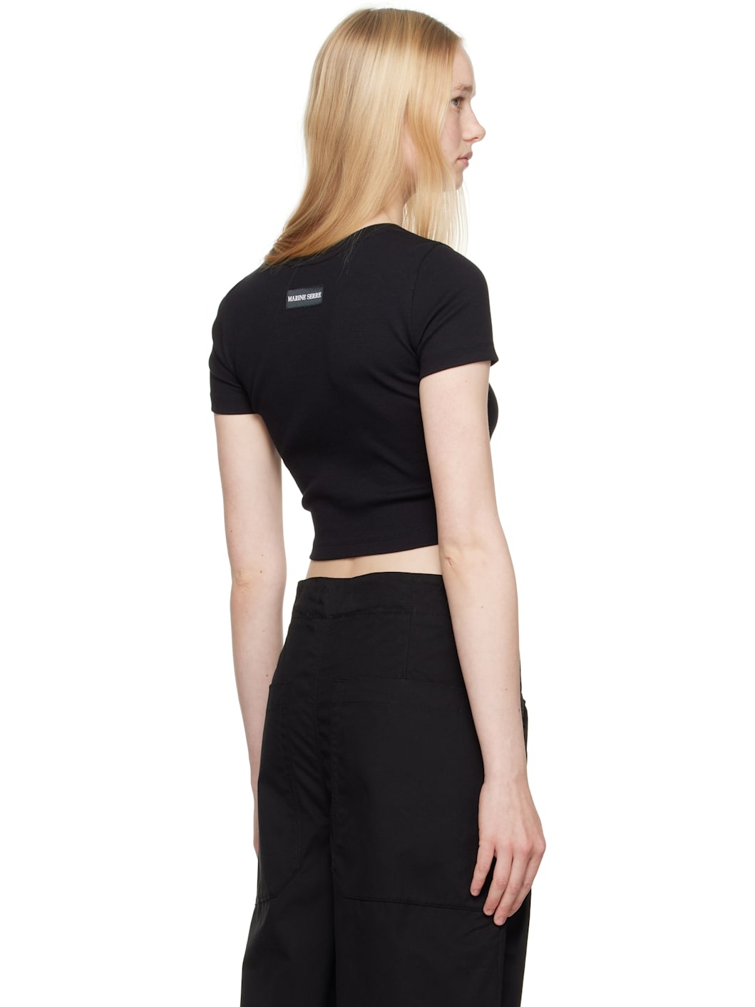 Black Moon Logo Ribbed Jersey Cut-Out T-shirt - 3