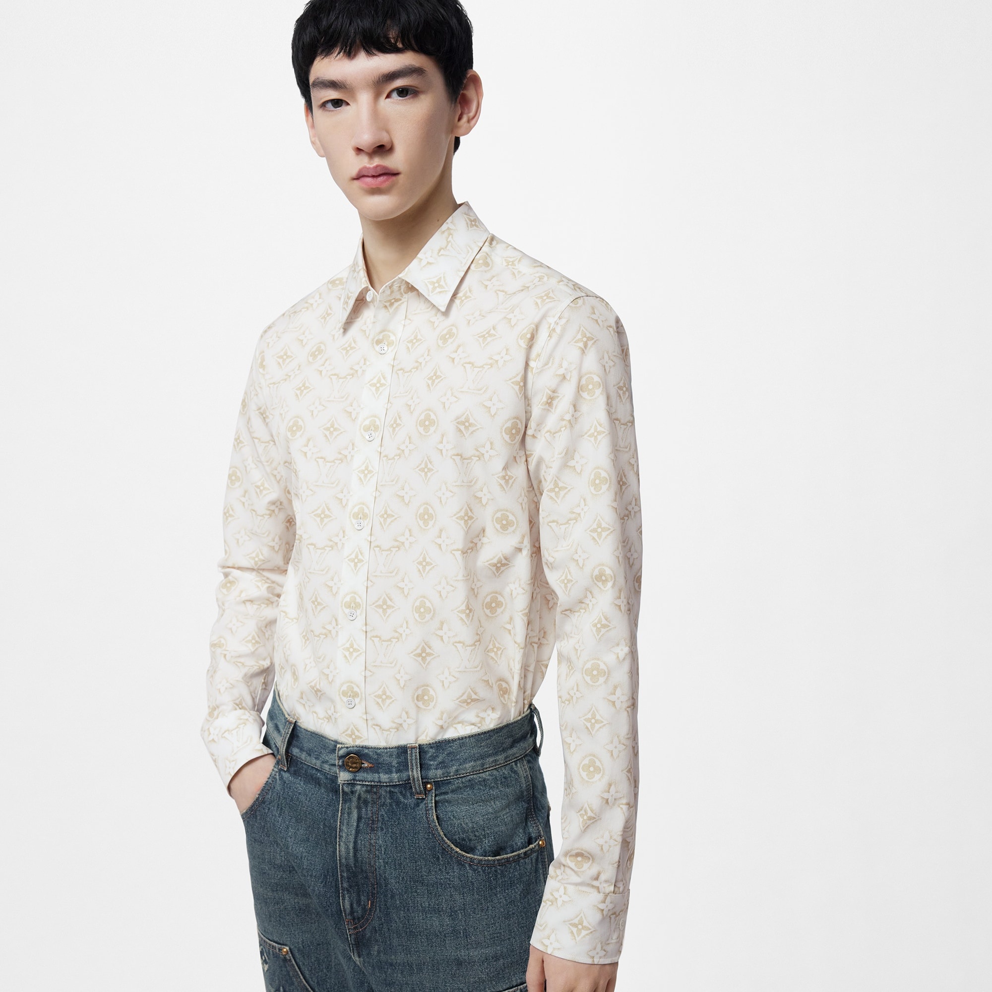Monogram Long-Sleeved Cotton Shirt - 4