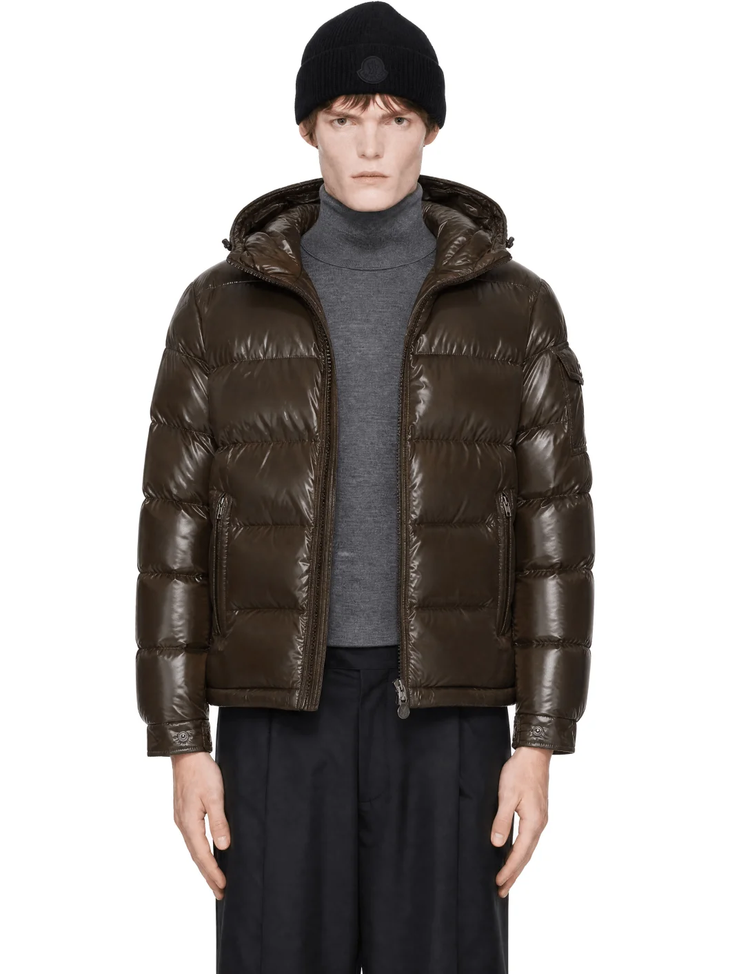 Brown Maya Hooded Short Down Jacket - 1