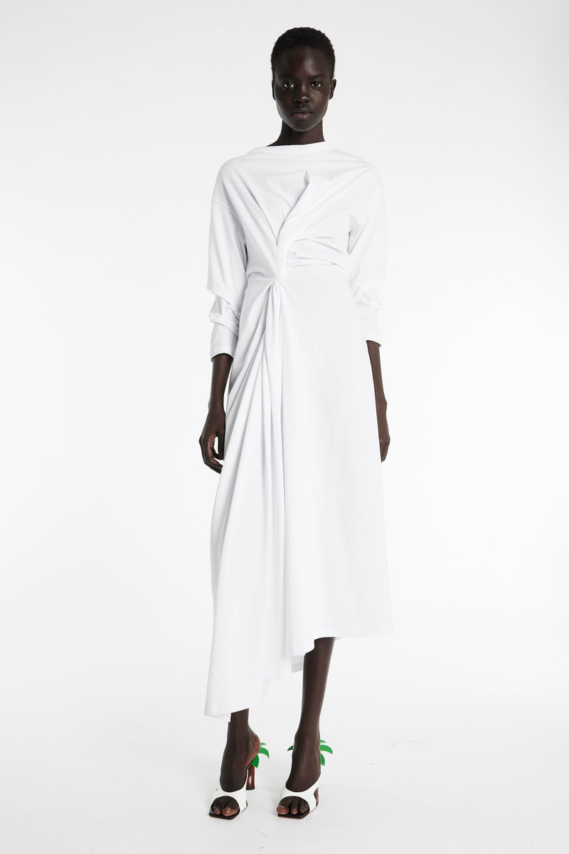 KNOTTED JERSEY DRESS WHITE 1