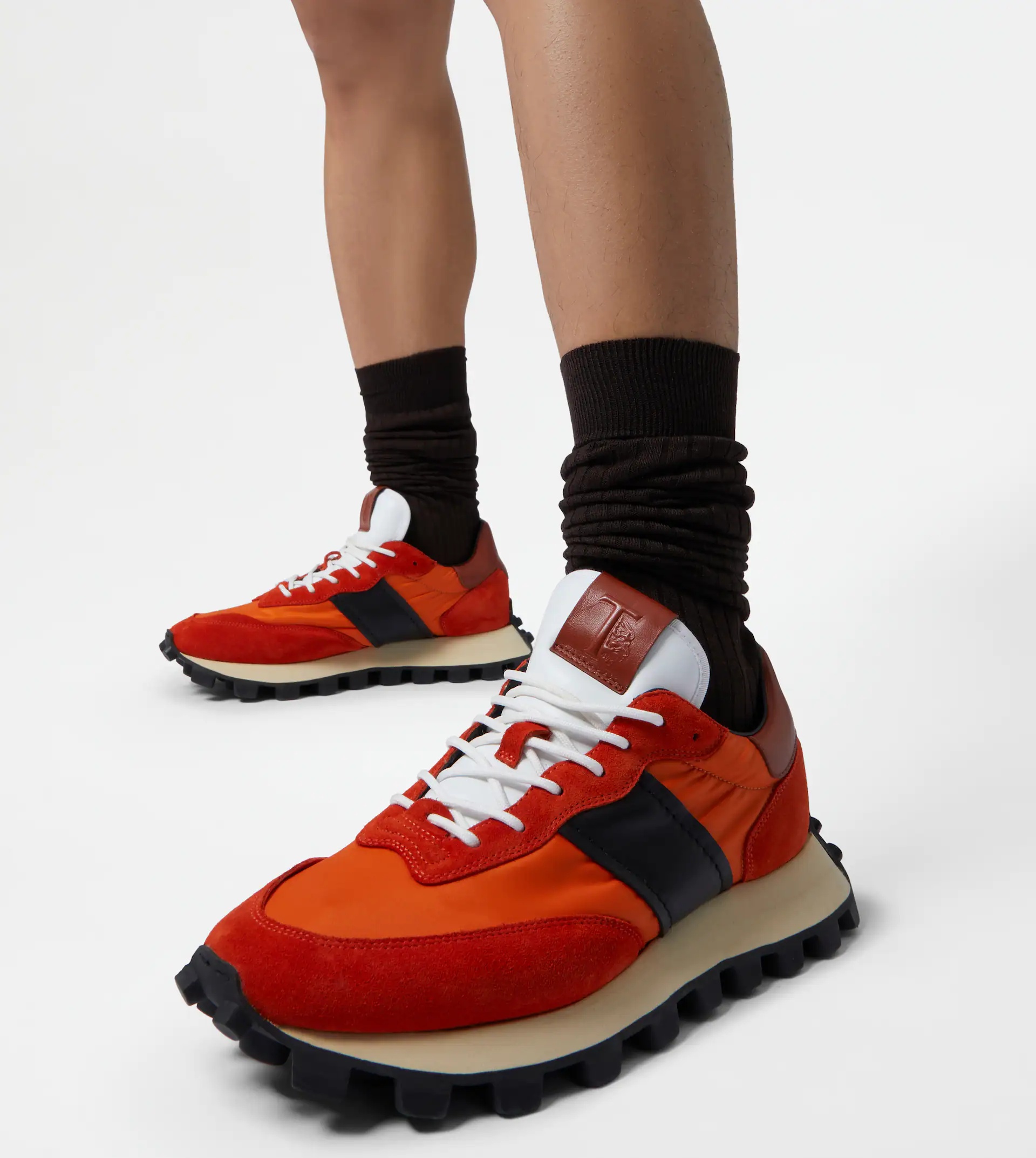 SNEAKERS TOD'S 1T IN SUEDE AND FABRIC - ORANGE, BLACK, BROWN - 2
