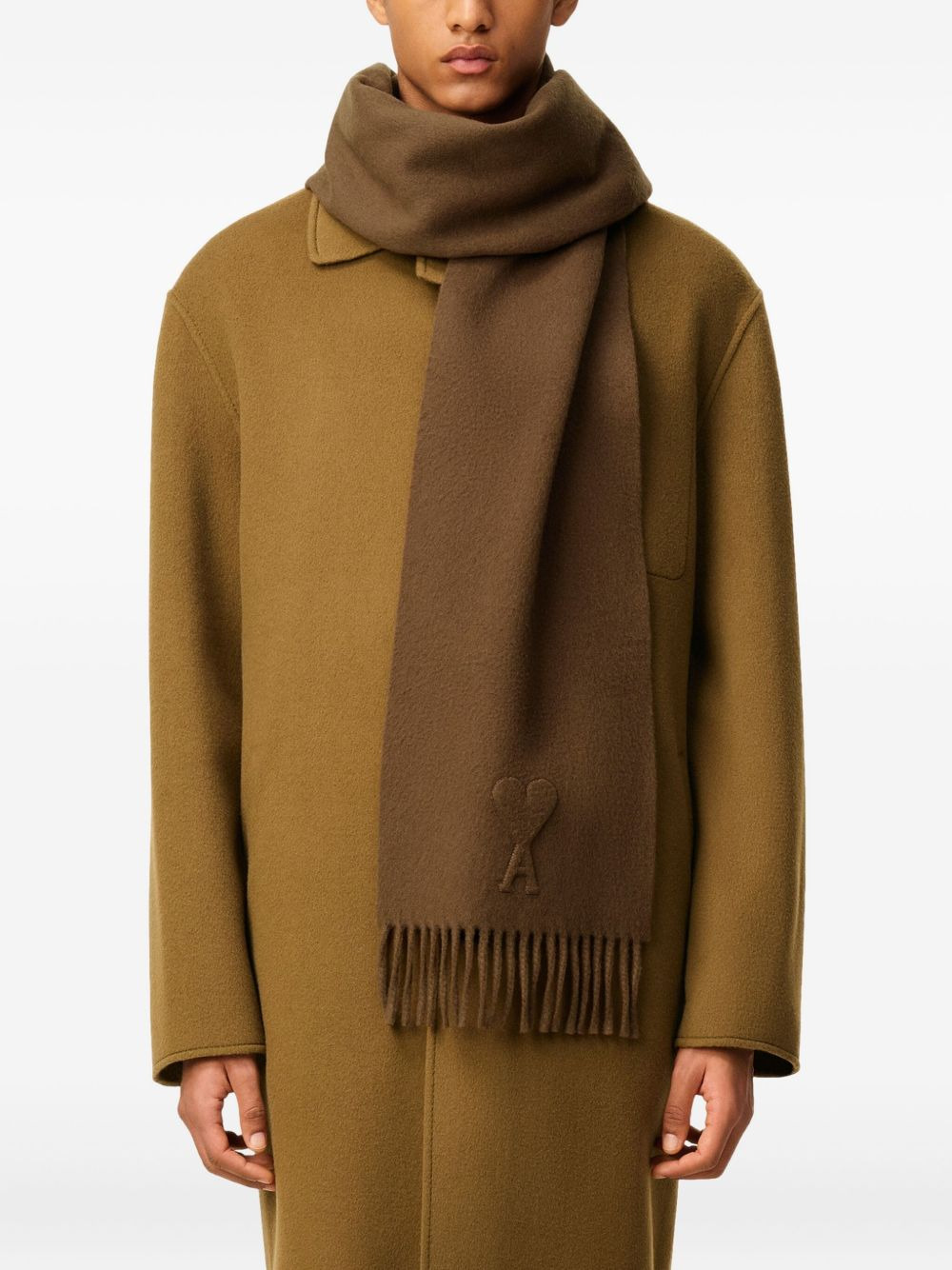 embossed Ami De Coeur fringed scarf - 3