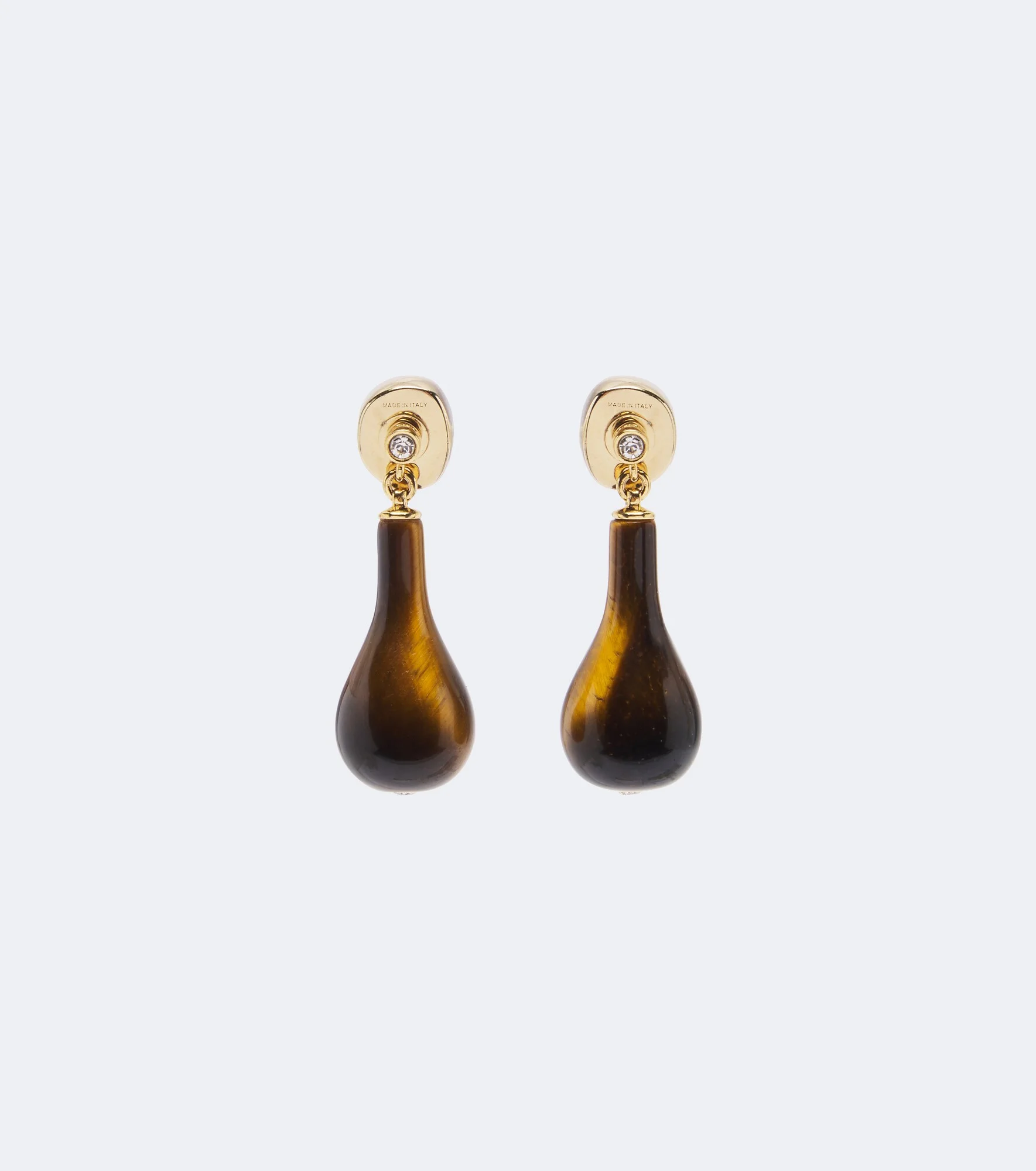 Tiger's Eye Swarovski®-embellished drop earrings - 1