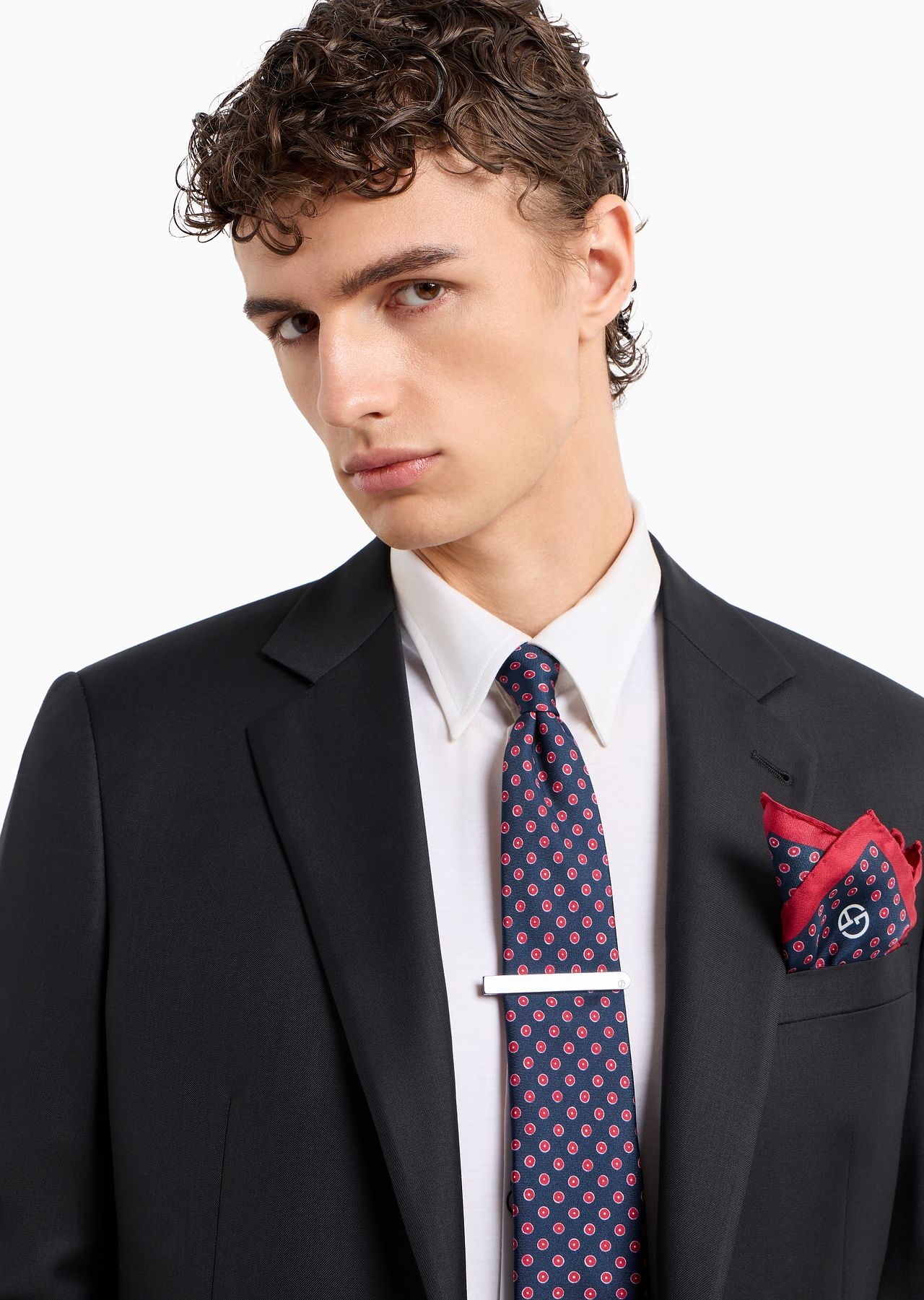 Sterling silver tie pin with enamelled logo - 3
