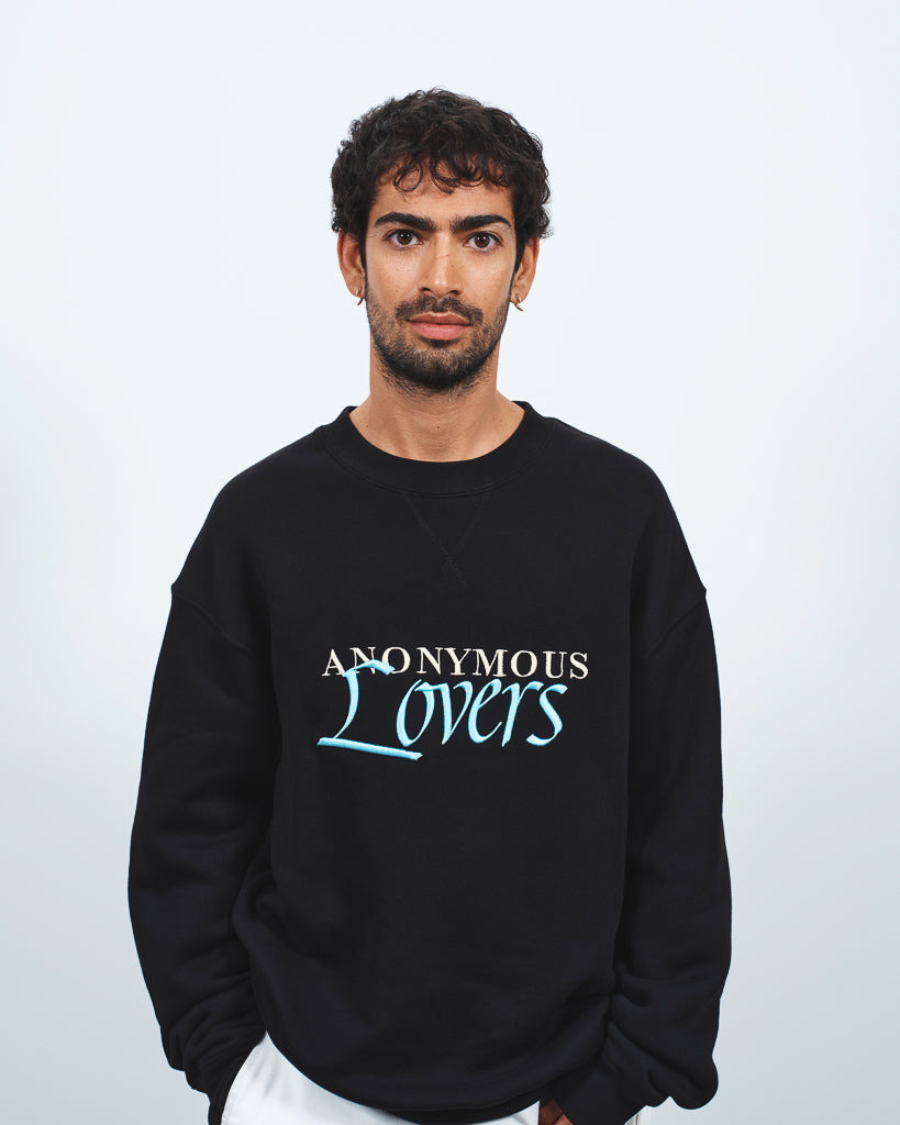 MENS 'ANONYMOUS LOVERS' SWEATSHIRT IN WASHED BLACK - 5