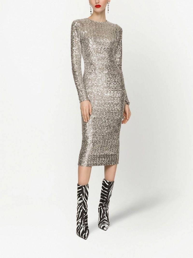 sequin-embellished long-sleeve dress - 3