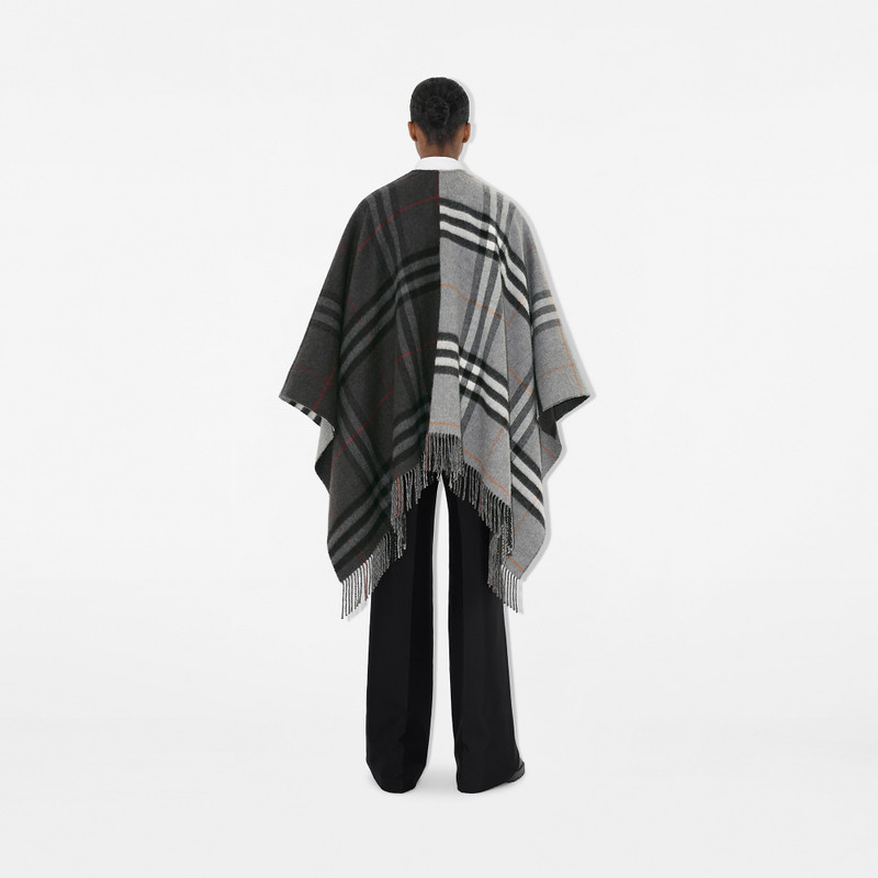 Contrast Check Wool Cashmere Jacquard Cape 4