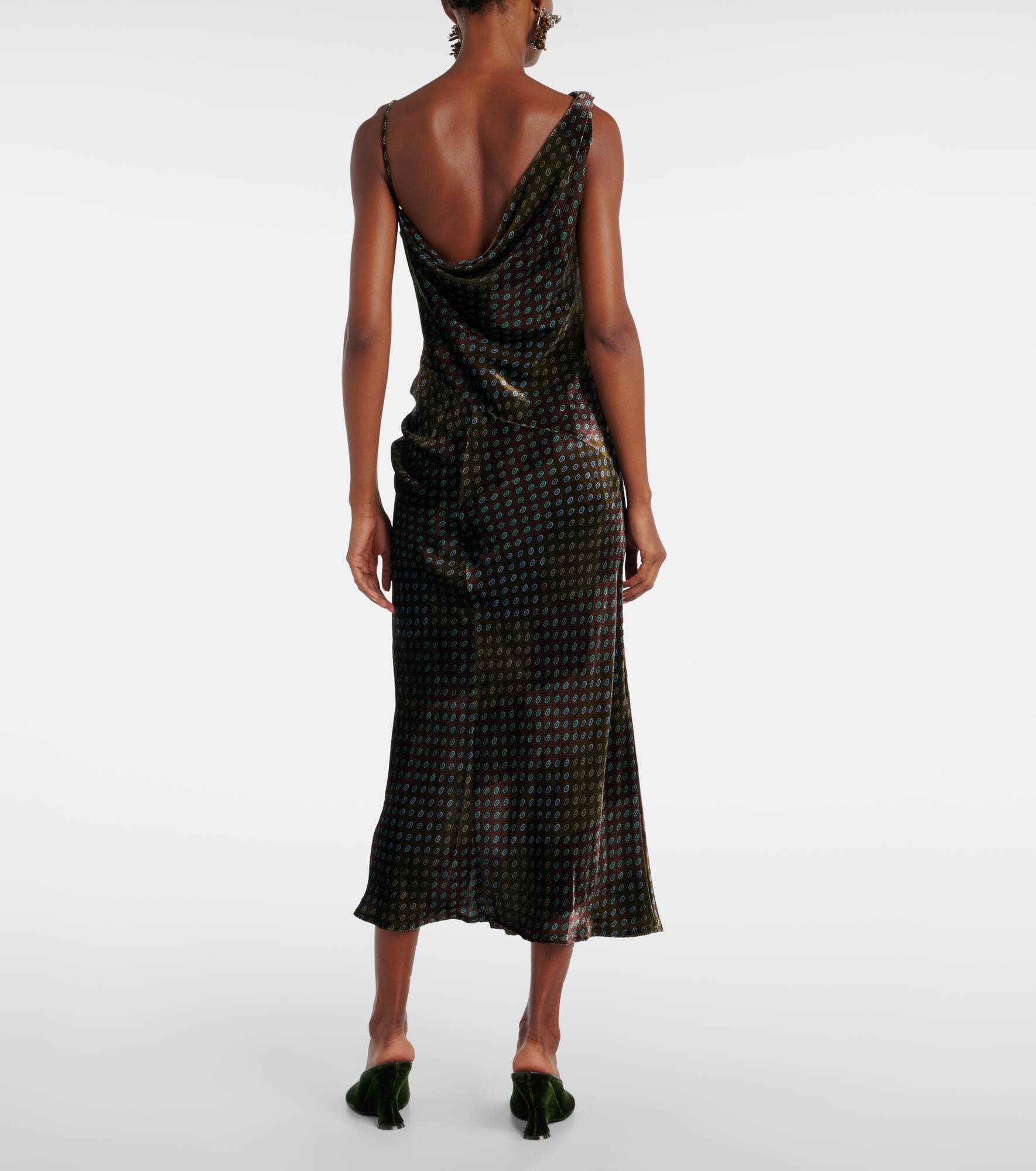 Asymmetric printed gown - 3