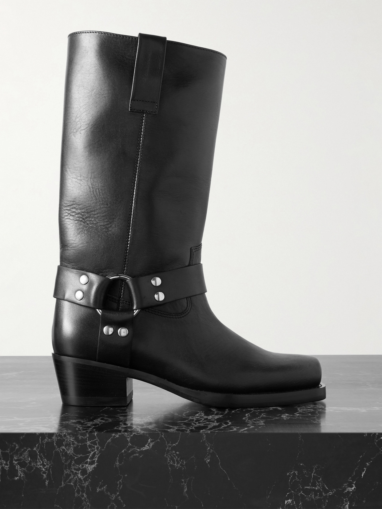 Roxy Embellished Leather Knee Boots - 1