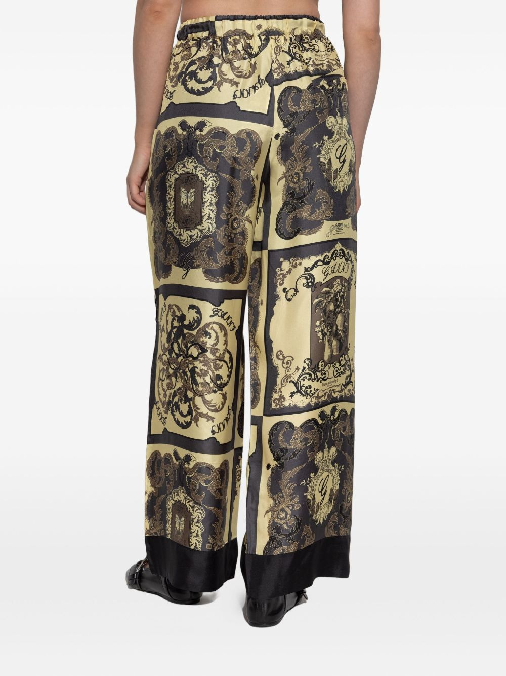 graphic-print silk trousers - 4