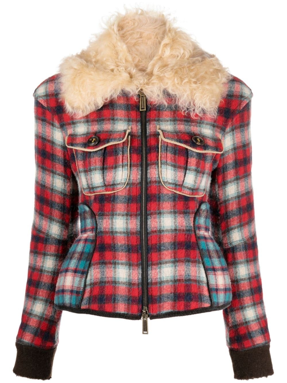 fur-collared flannel jacket - 1