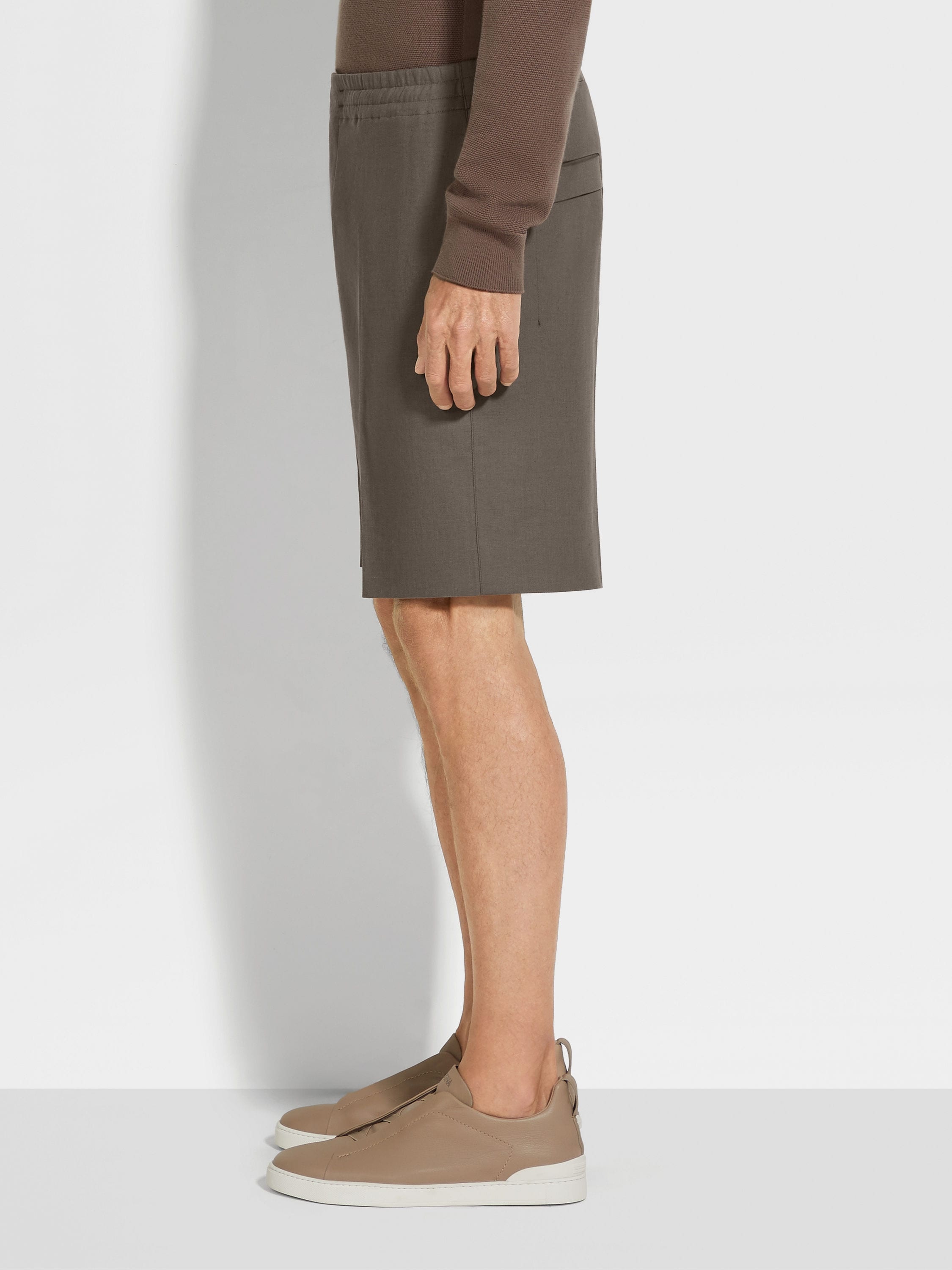 DARK TAUPE OASI LINO SHORTS - 4