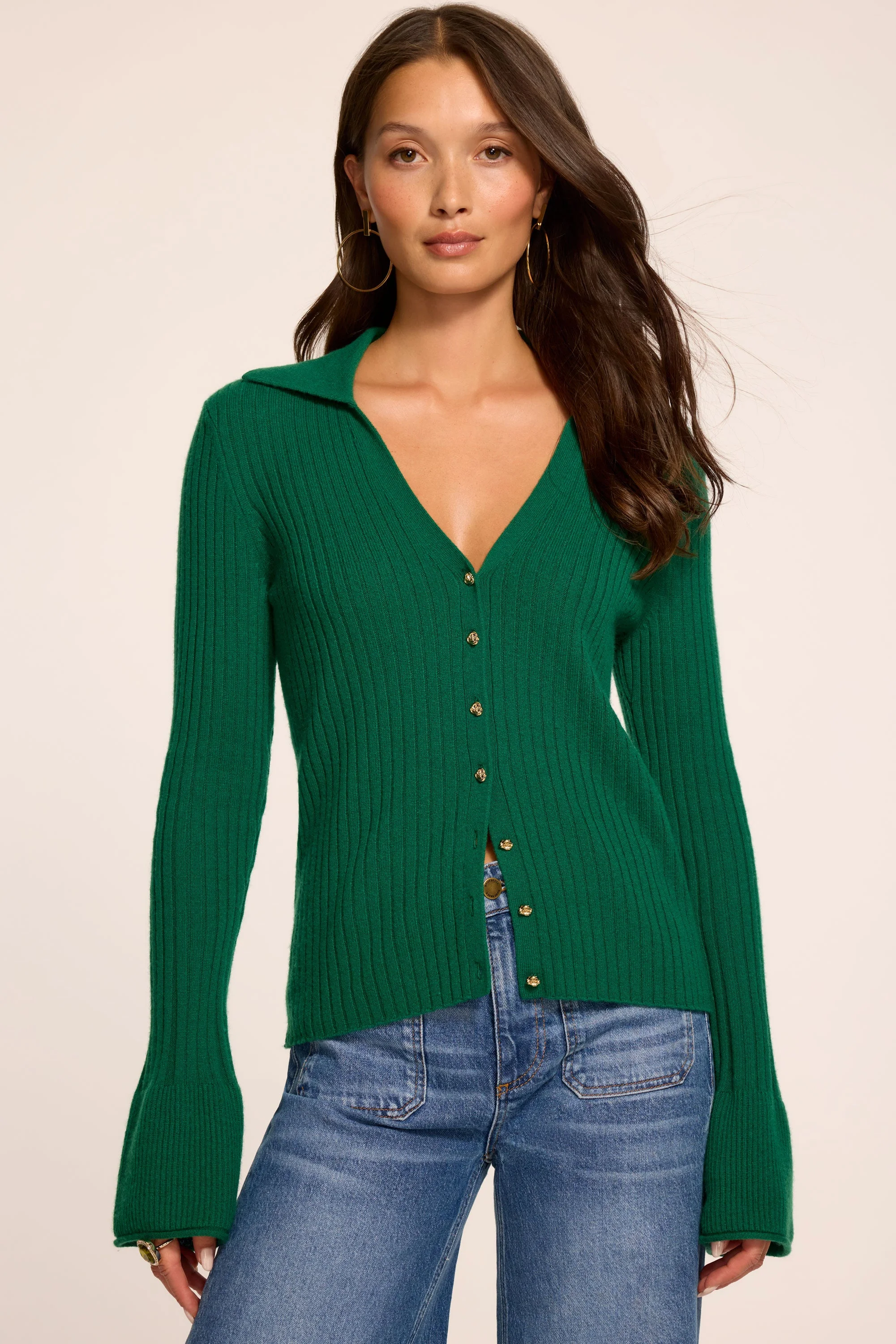 Cathy Cashmere Cardigan Sweater | DEEP EMERALD - 1