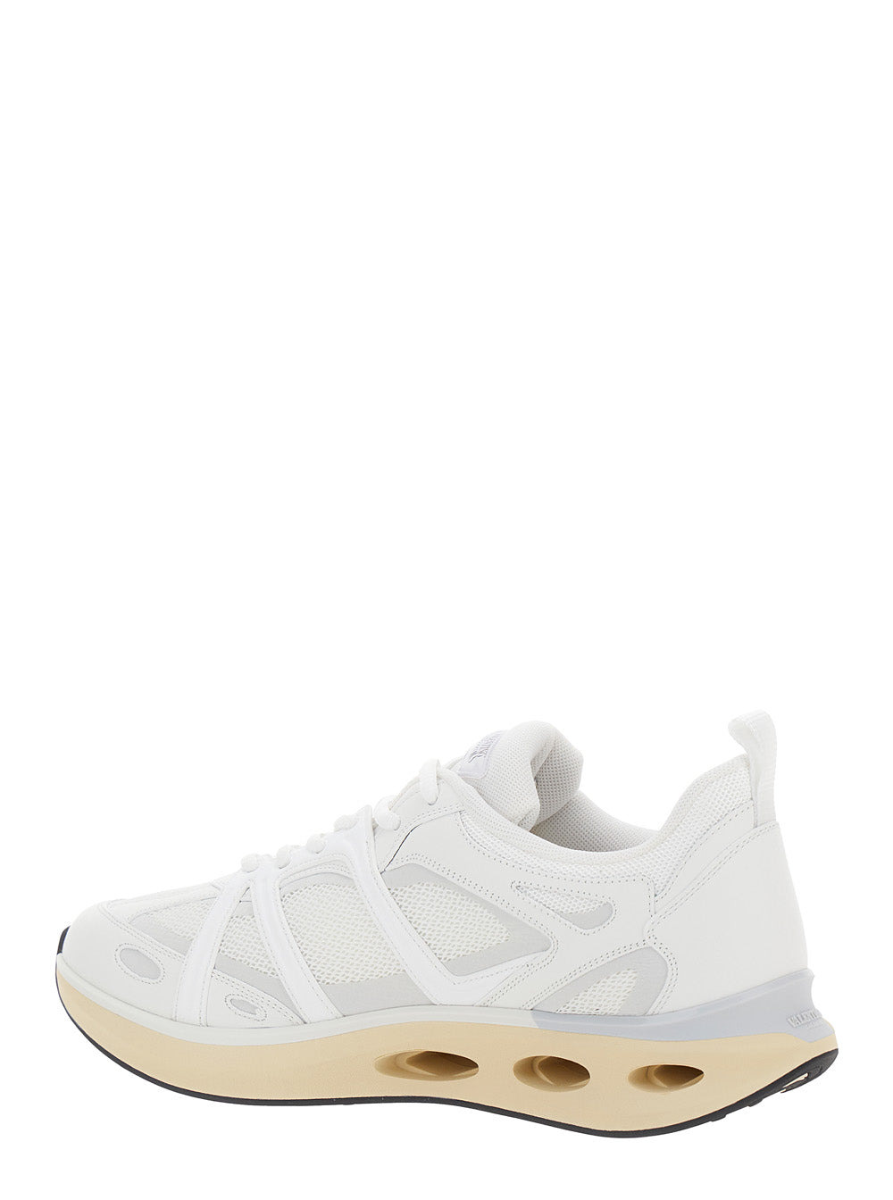 Valentino Garavani Men 'Easyjog' White Low Top Sneakers With Vlogo Detail In Fabric And Leather Man - 3