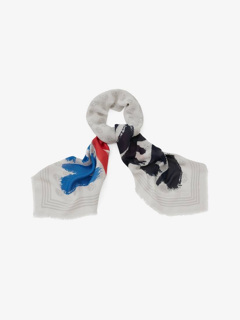 Mcqueen Graffiti Biker Skull Scarf in Multicolour - 2