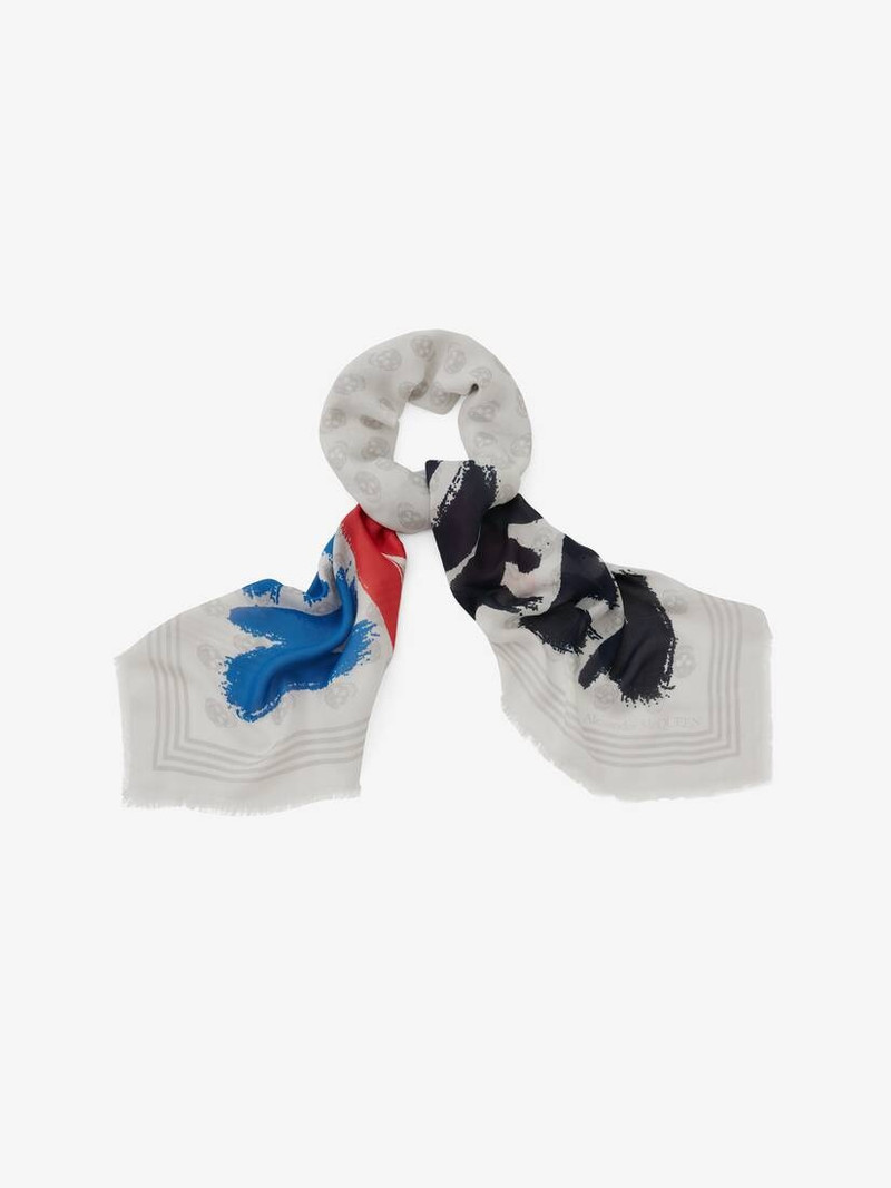 Alexander McQueen Mcqueen Graffiti Biker Skull Scarf in Multicolour outlook