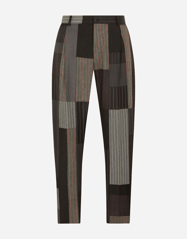 Stretch wool patchwork pants - 3