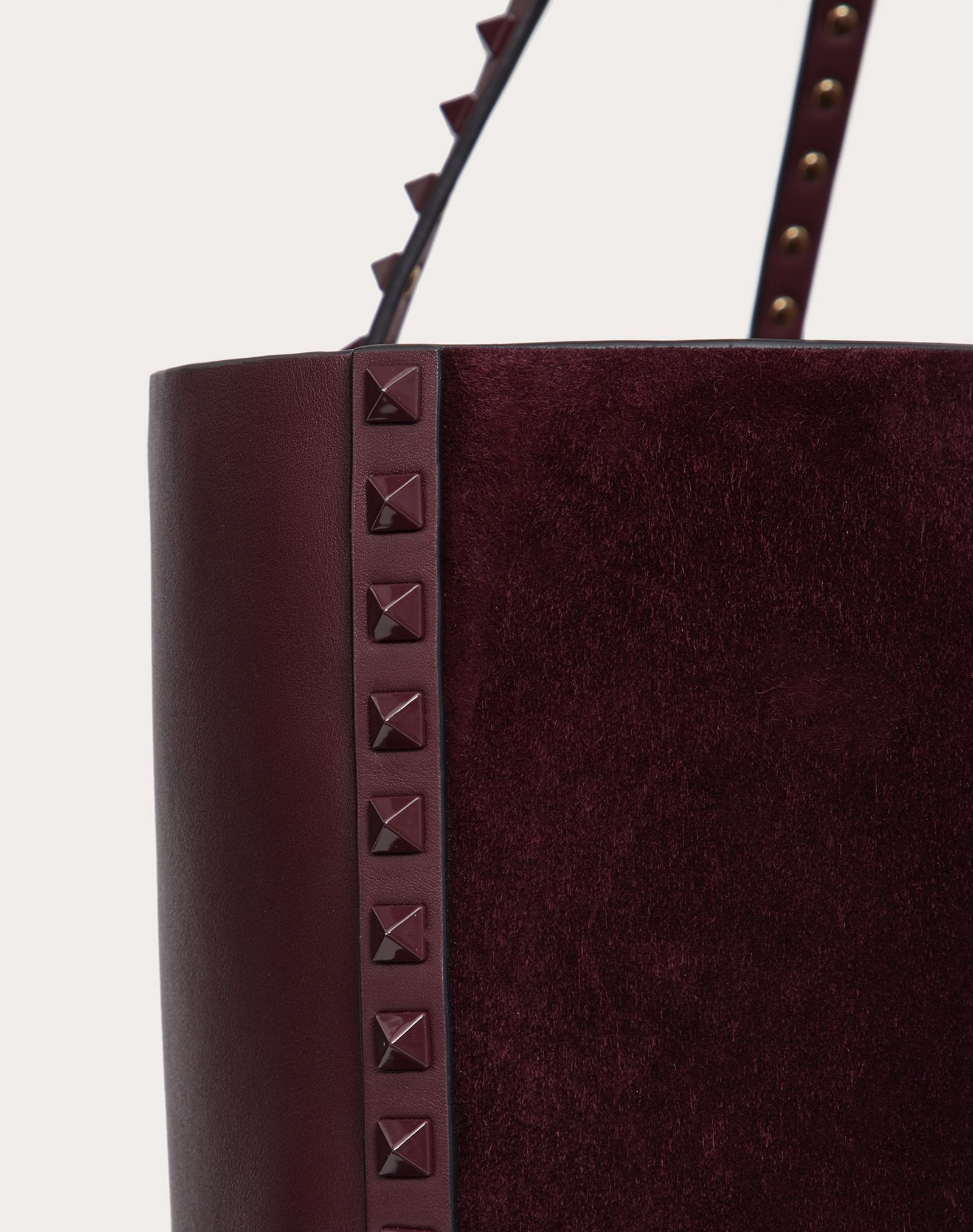 Rockstud Suede Calfskin and Full-Grain Calfskin Tote Bag - 5