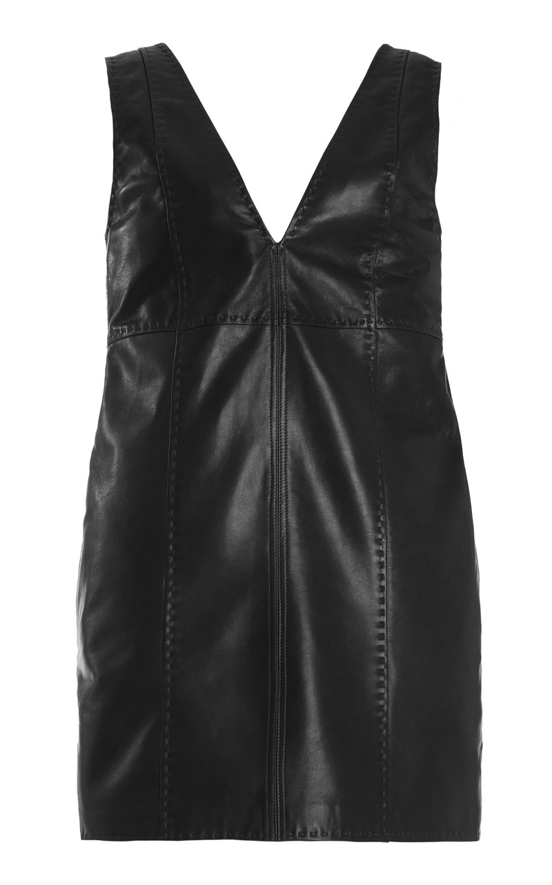 Marta Plunging Leather Mini Dress black 1