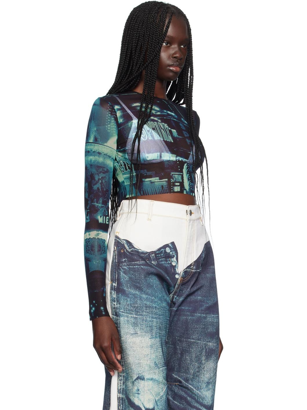 Blue 'The Pigalle Crop' Long Sleeve T-Shirt - 2