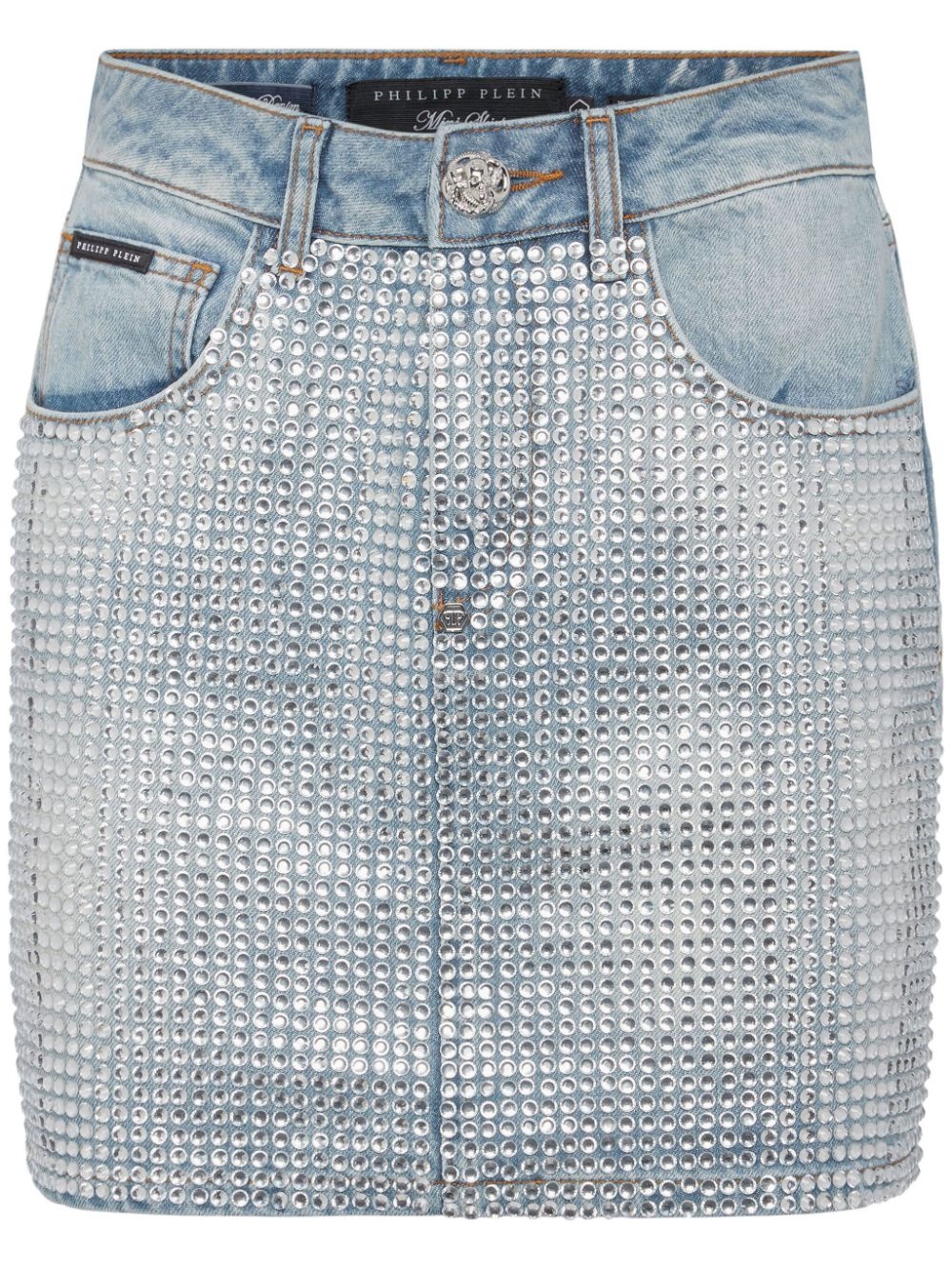 crystal-embellished denim miniskirt - 1