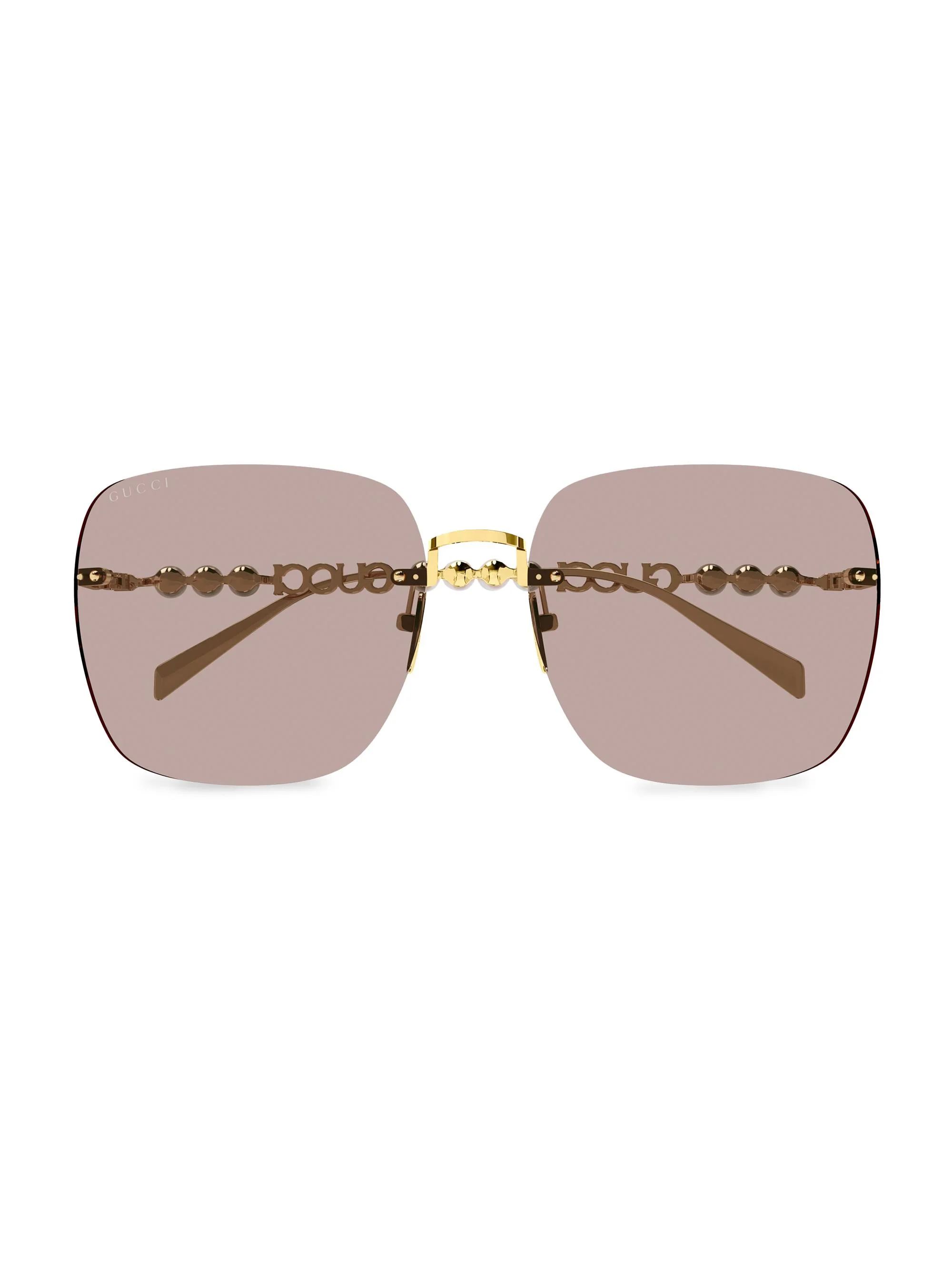 Women's Fashion Show 63MM Square Sunglasses - Gold White Brown - 1