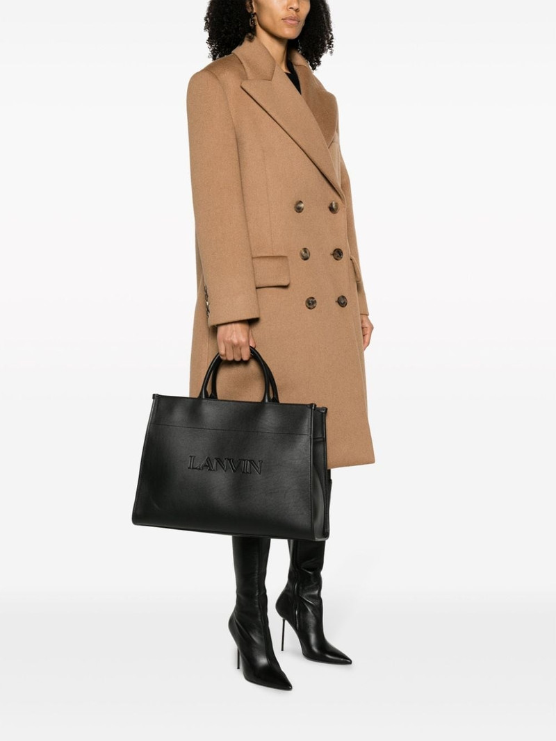 Lanvin logo-embossed leather tote bag outlook