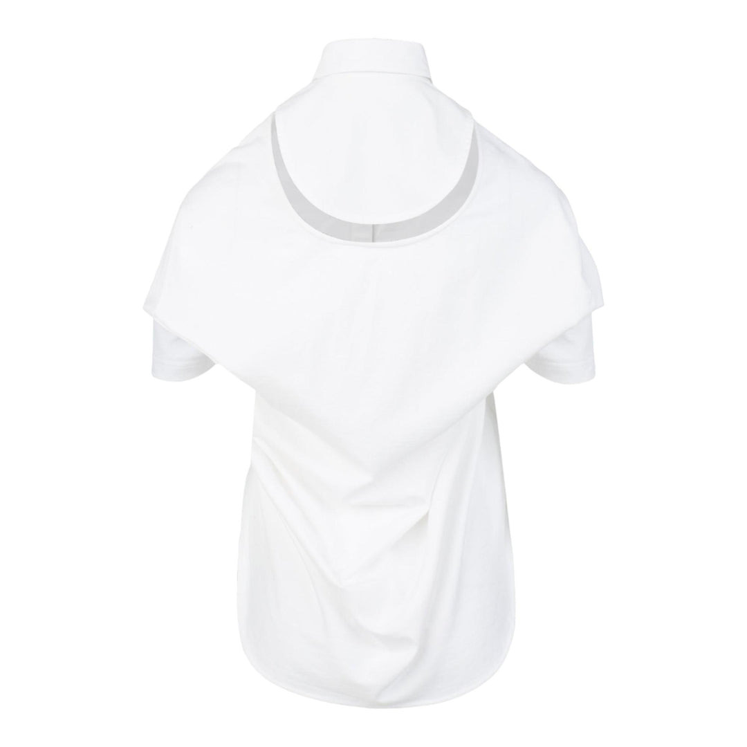 White Movable Collar Half Sleeve Shirt - 2