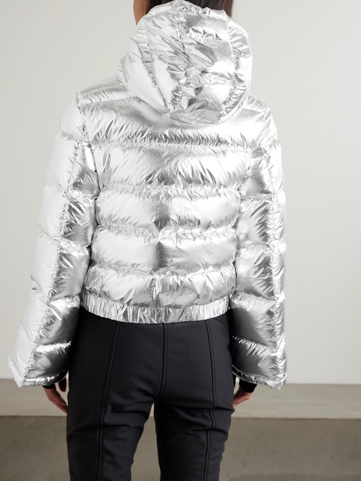 Hooded Metallic Down Ski Jacket - 3