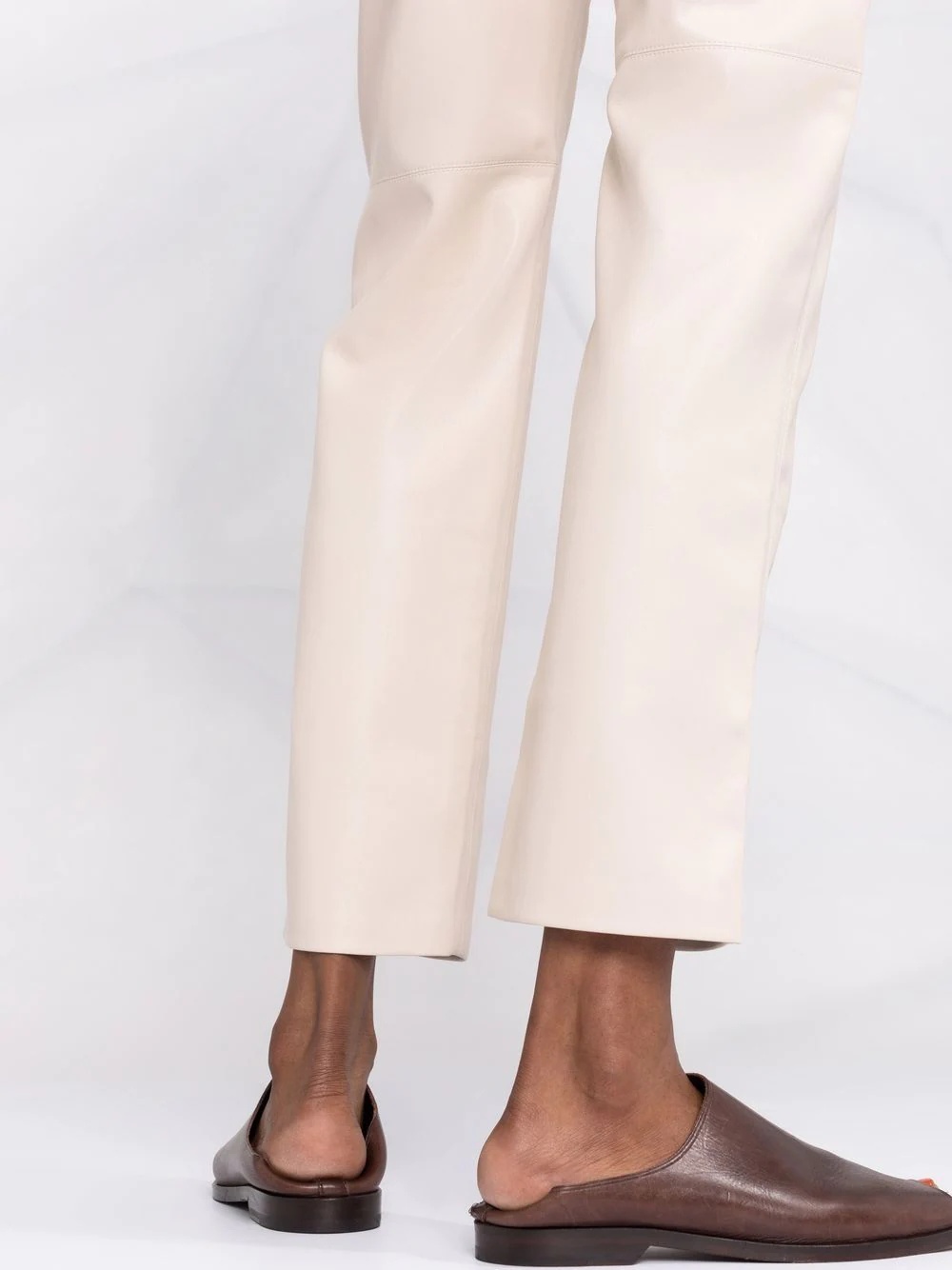 faux-leather straight leg trousers - 5