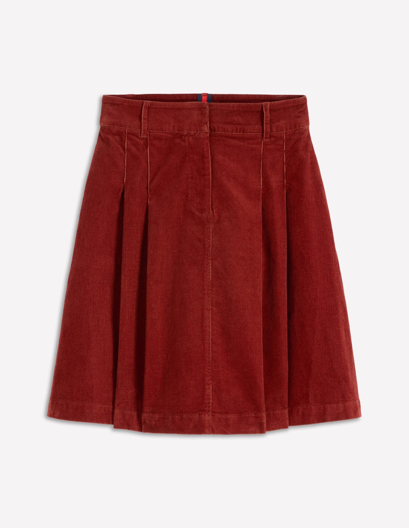 Pleated Cord Skirt-Fired Brick 1
