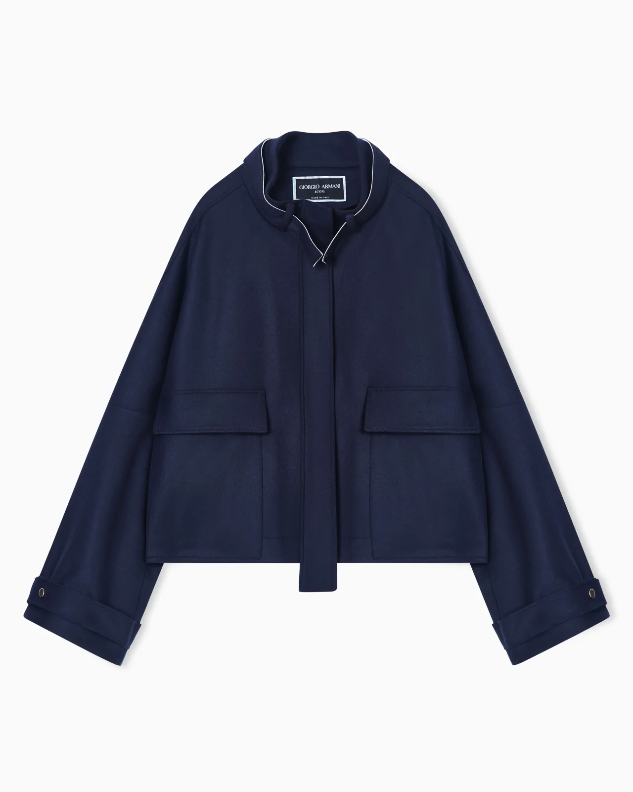 TWO-TONE VIRGIN WOOL PEA COAT - 1