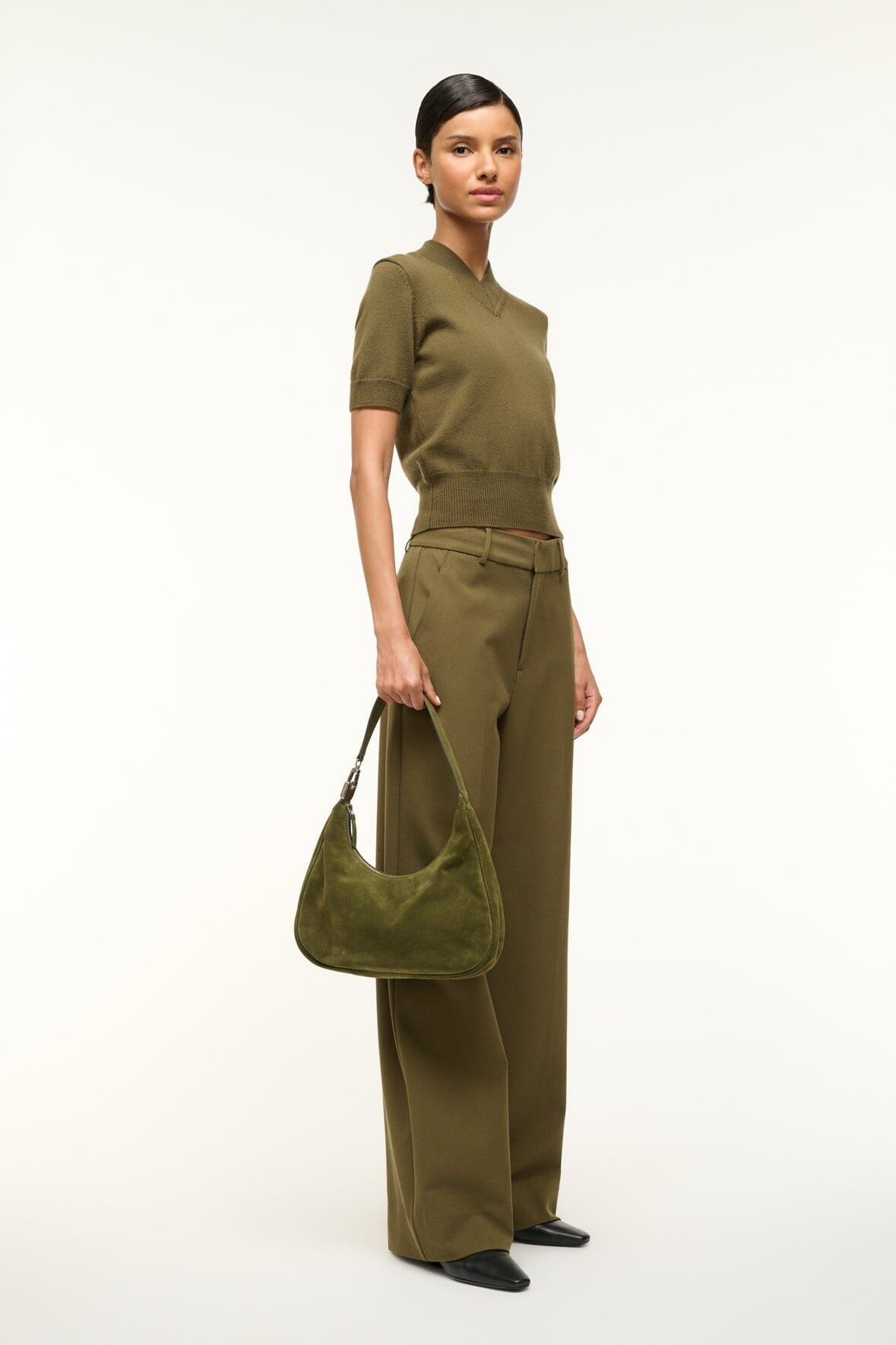 STAUD SYLVIE SHOULDER BAG AVOCADO SUEDE - 6